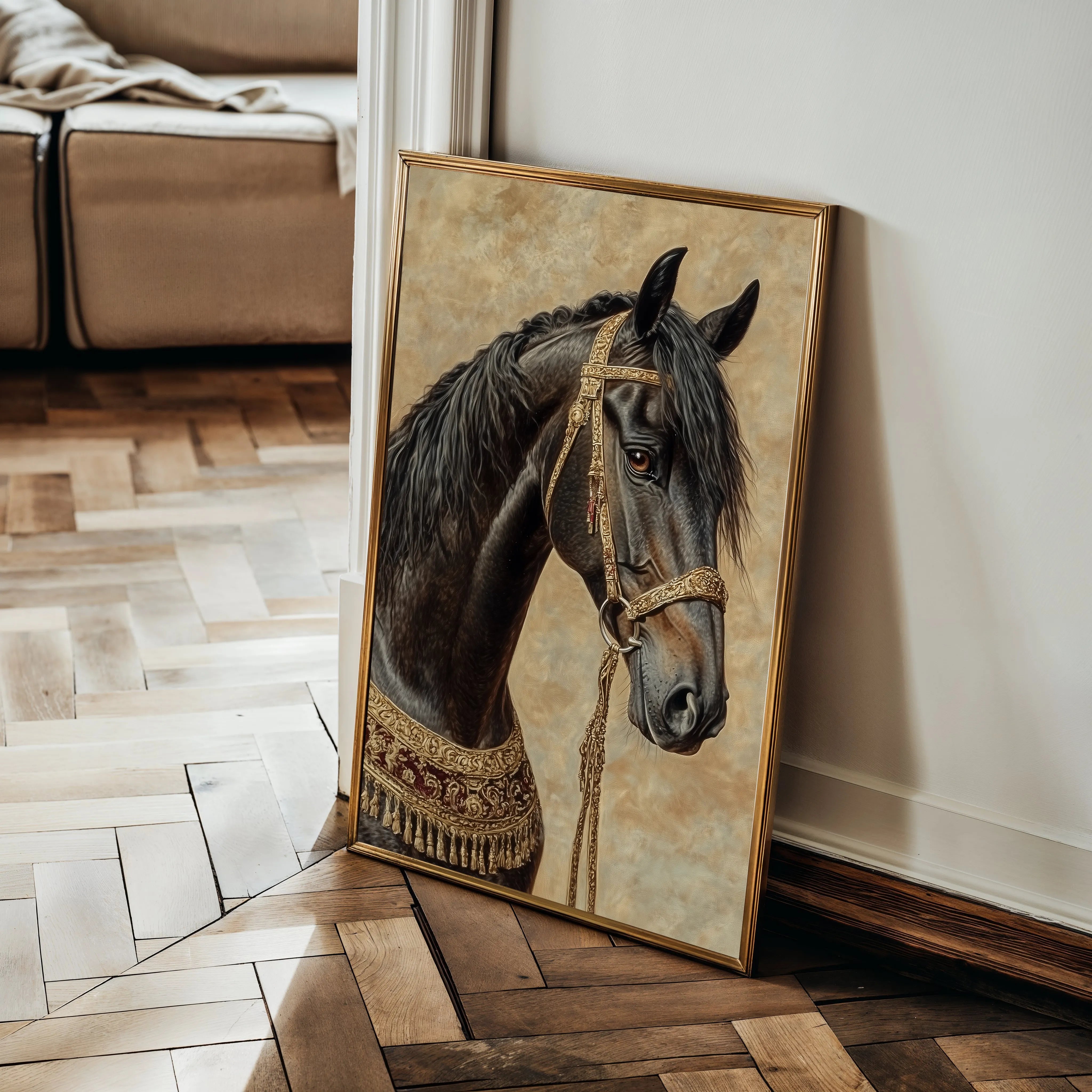 Horses 136 Canvas Art 60 x 40 cm / Black