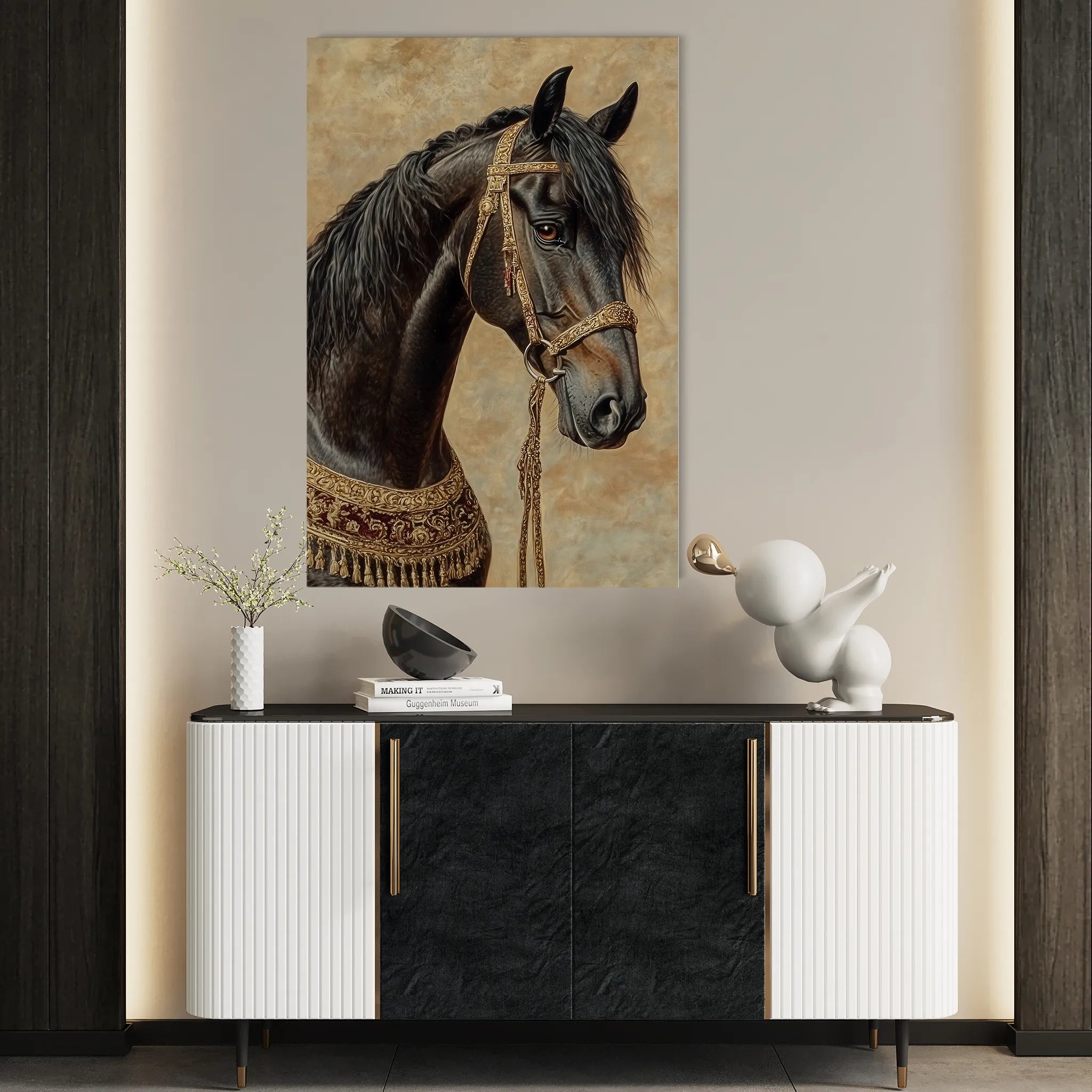 Horses 136 Canvas Art 60 x 40 cm / Black