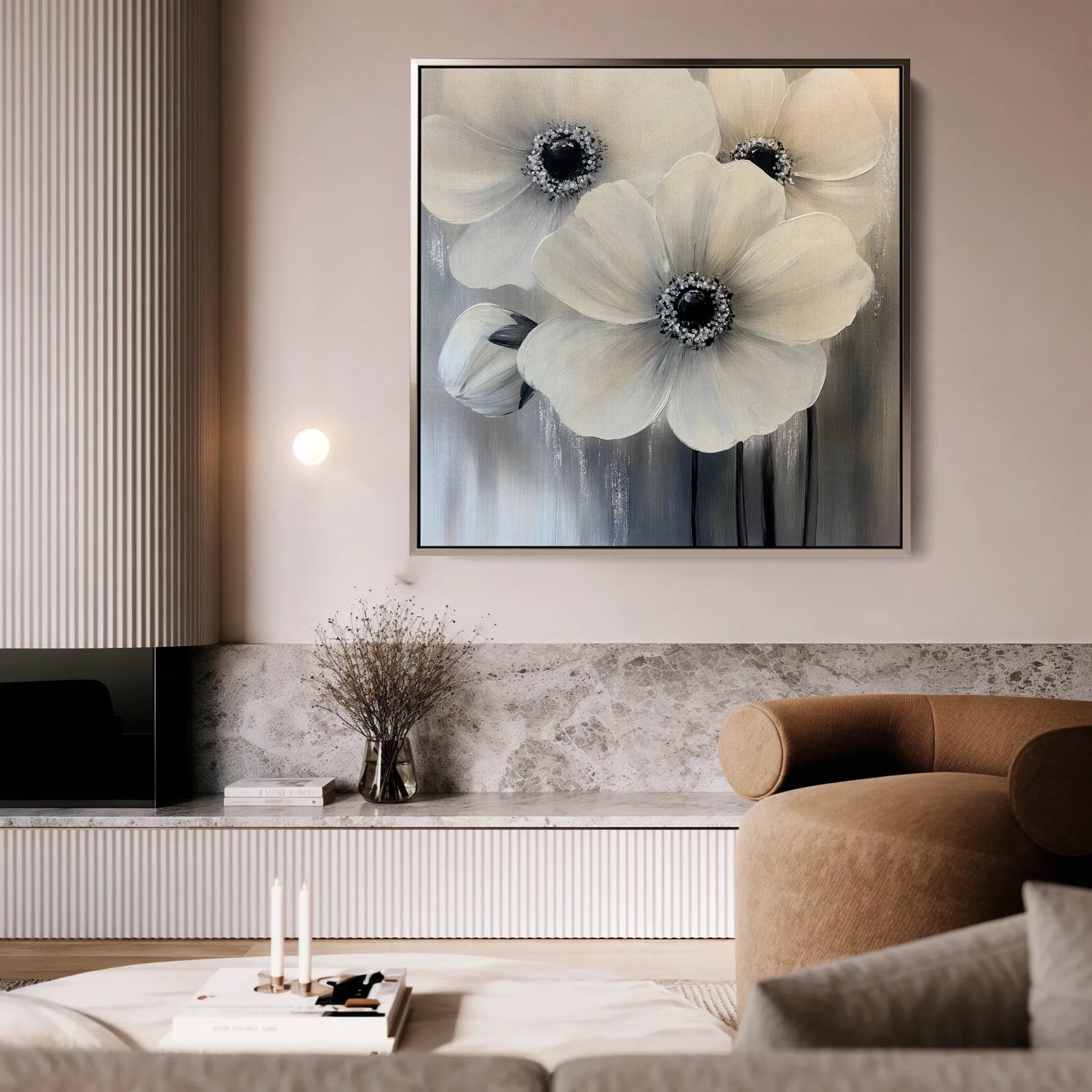 Floral 1362 Canvas Art 60 x 60 cm / Black