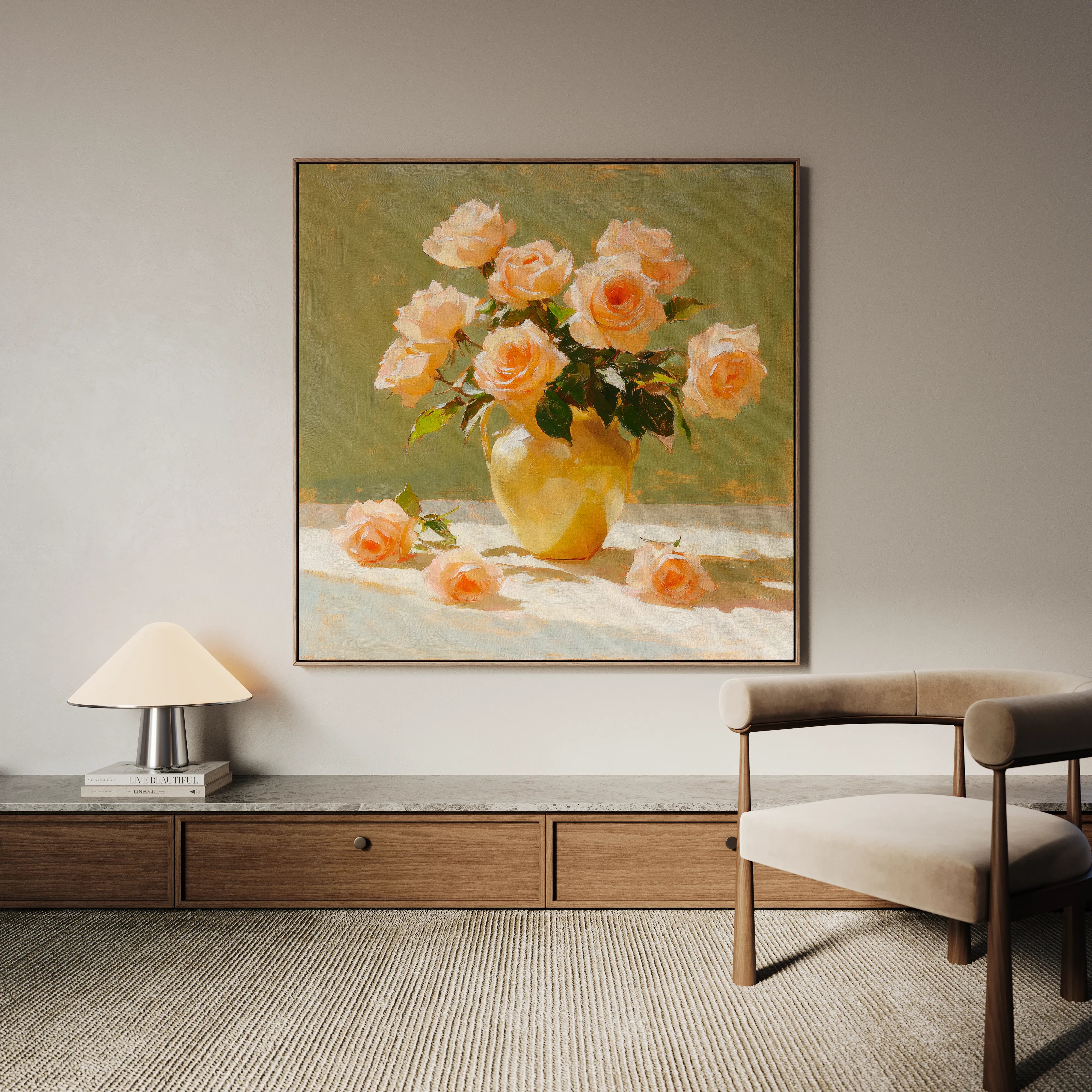 Floral 1363 Canvas Art 60 x 60 cm / Black