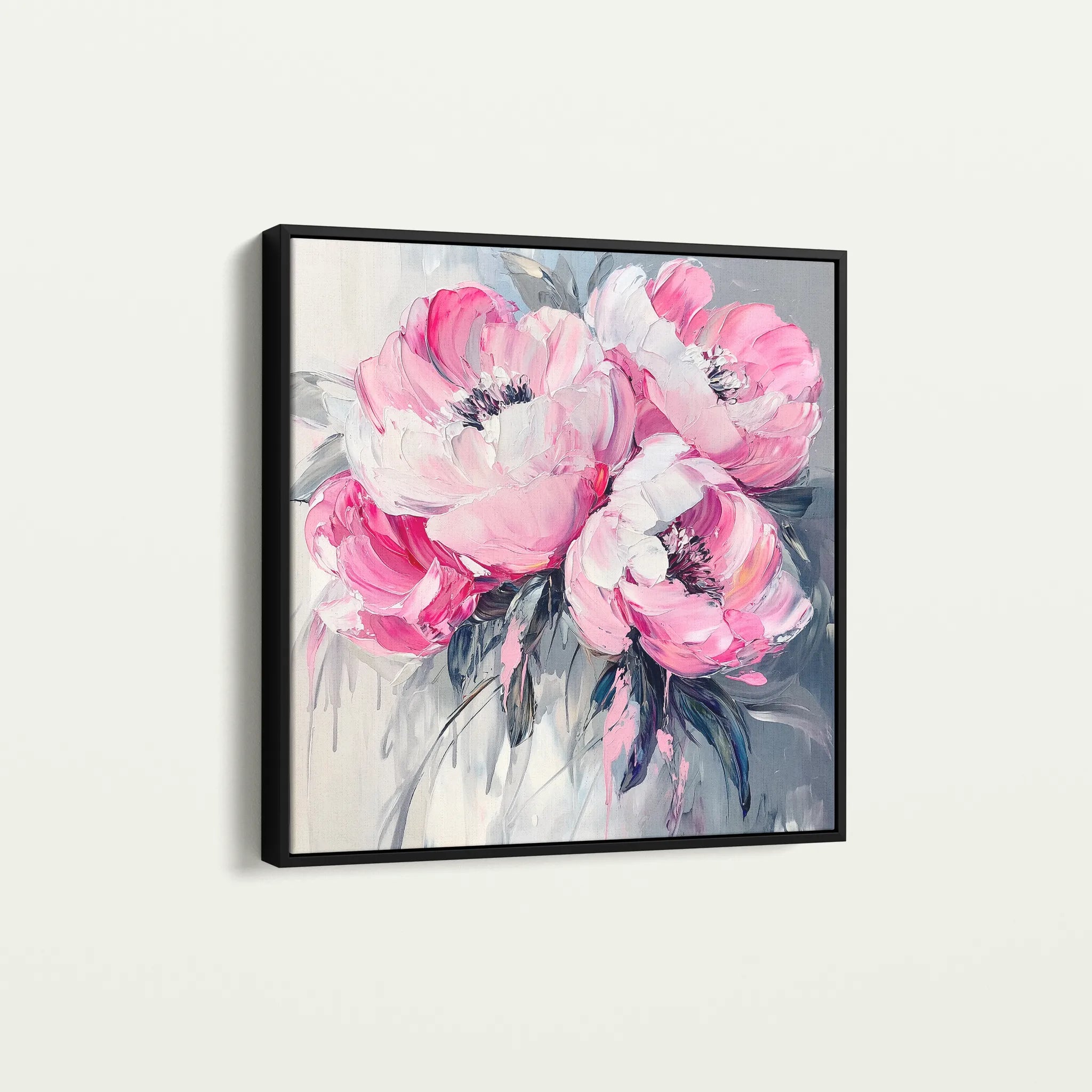 Floral 1366 Canvas Art 60 x 60 cm / Black