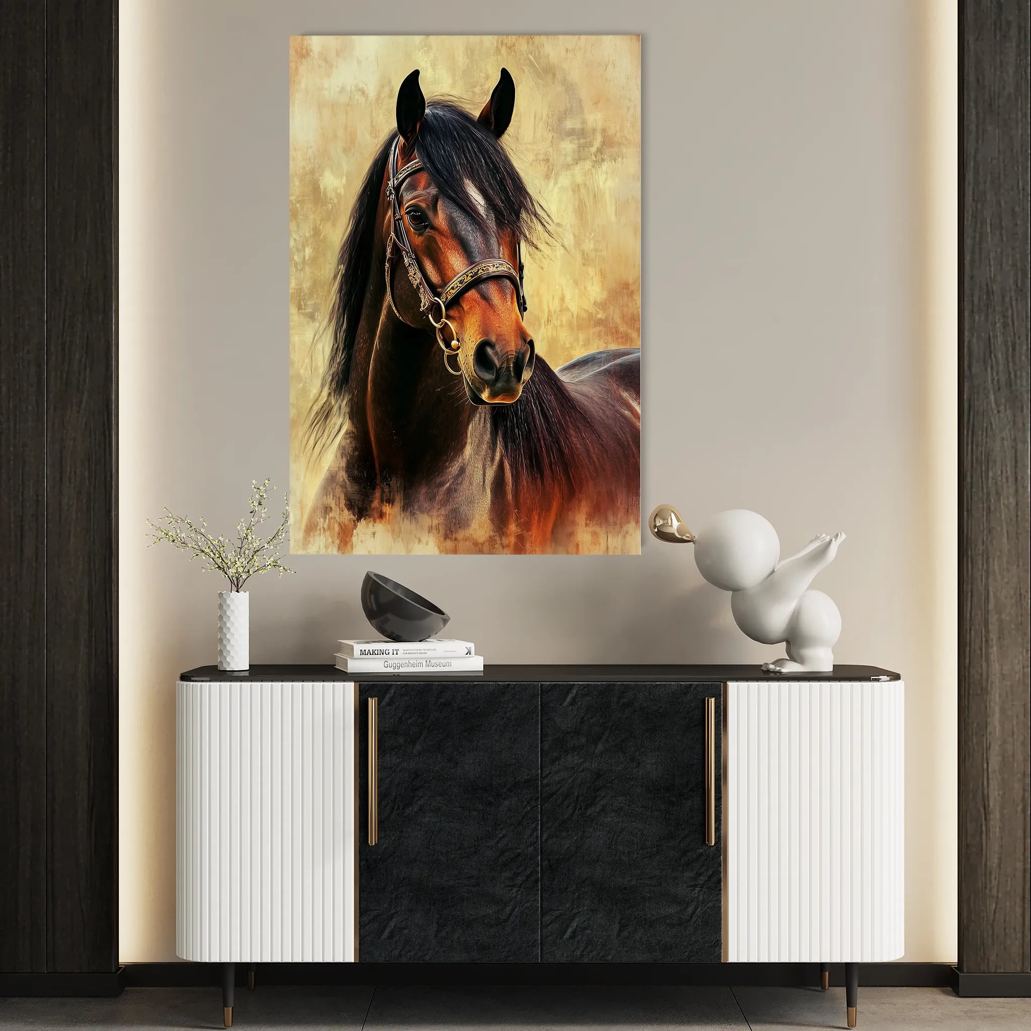 Horses 137 Canvas Art 60 x 40 cm / Black