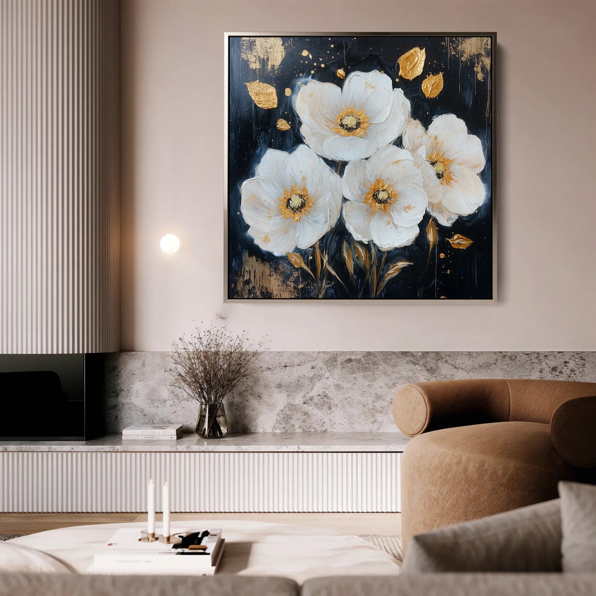 Floral 1371 Canvas Art 60 x 60 cm / Black