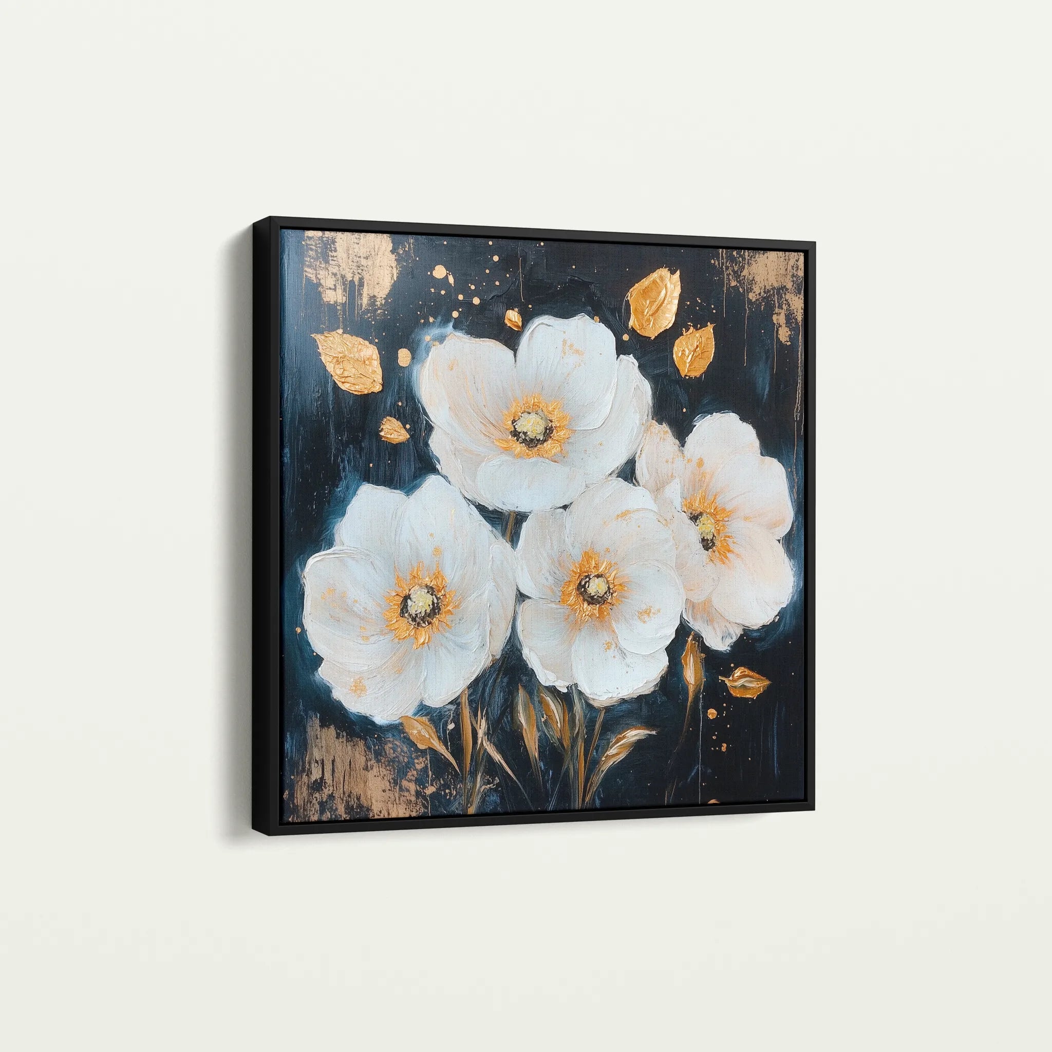 Floral 1371 Canvas Art 60 x 60 cm / Black