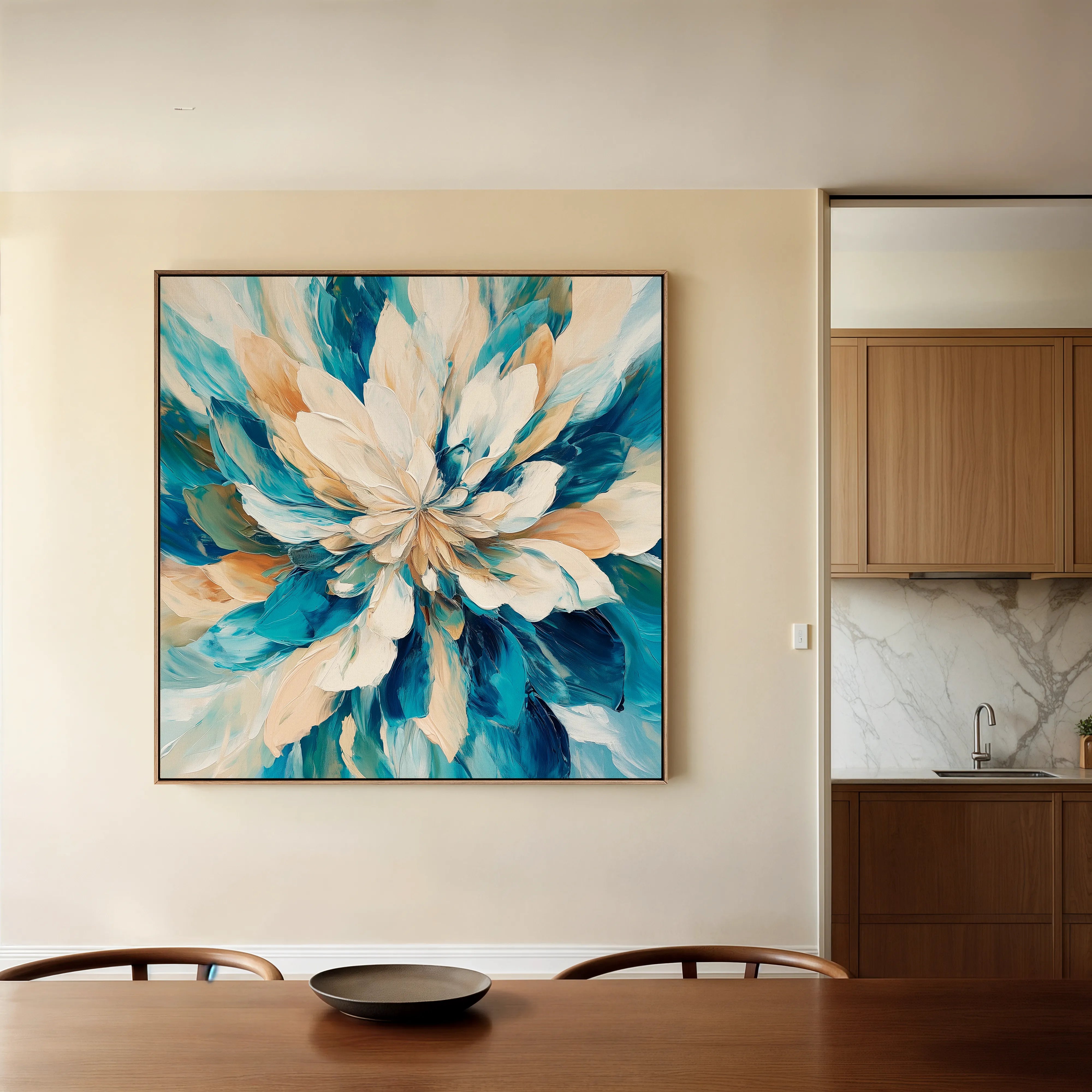 Floral 1374 Canvas Art 60 x 60 cm / Black