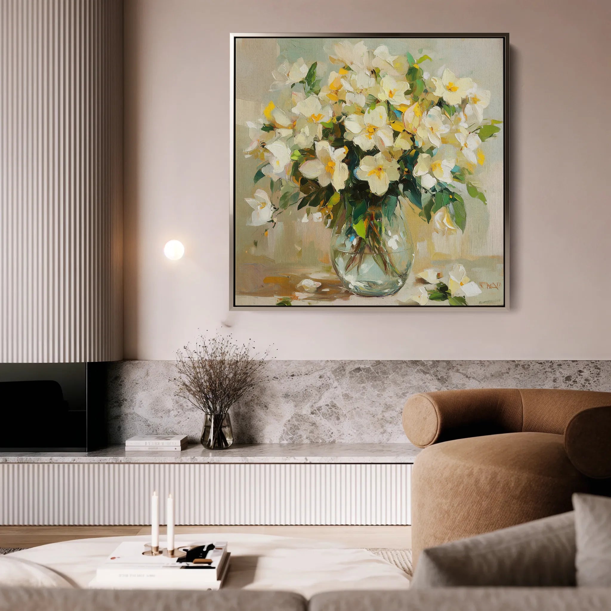 Floral 1375 Canvas Art 60 x 60 cm / Black