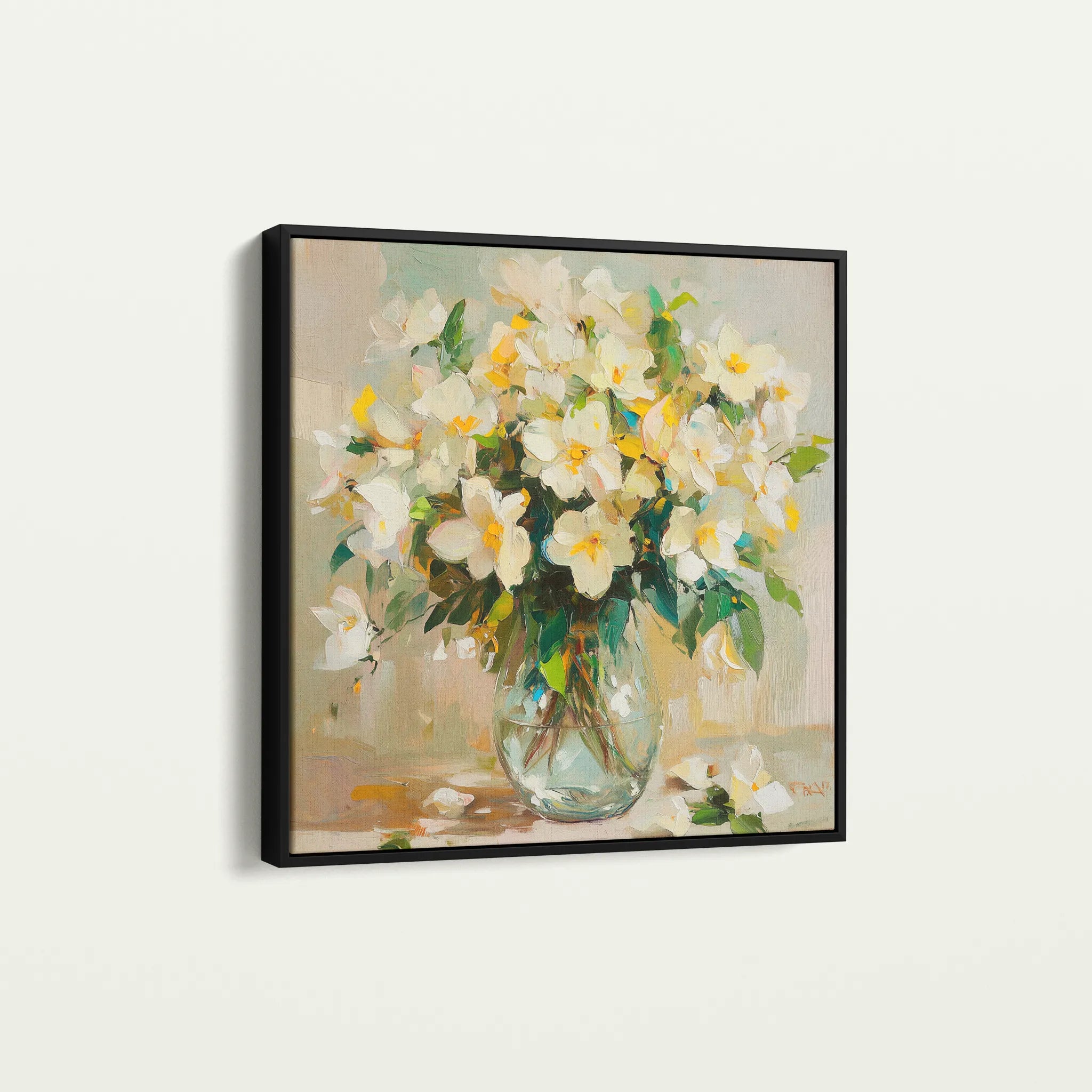 Floral 1375 Canvas Art 60 x 60 cm / Black