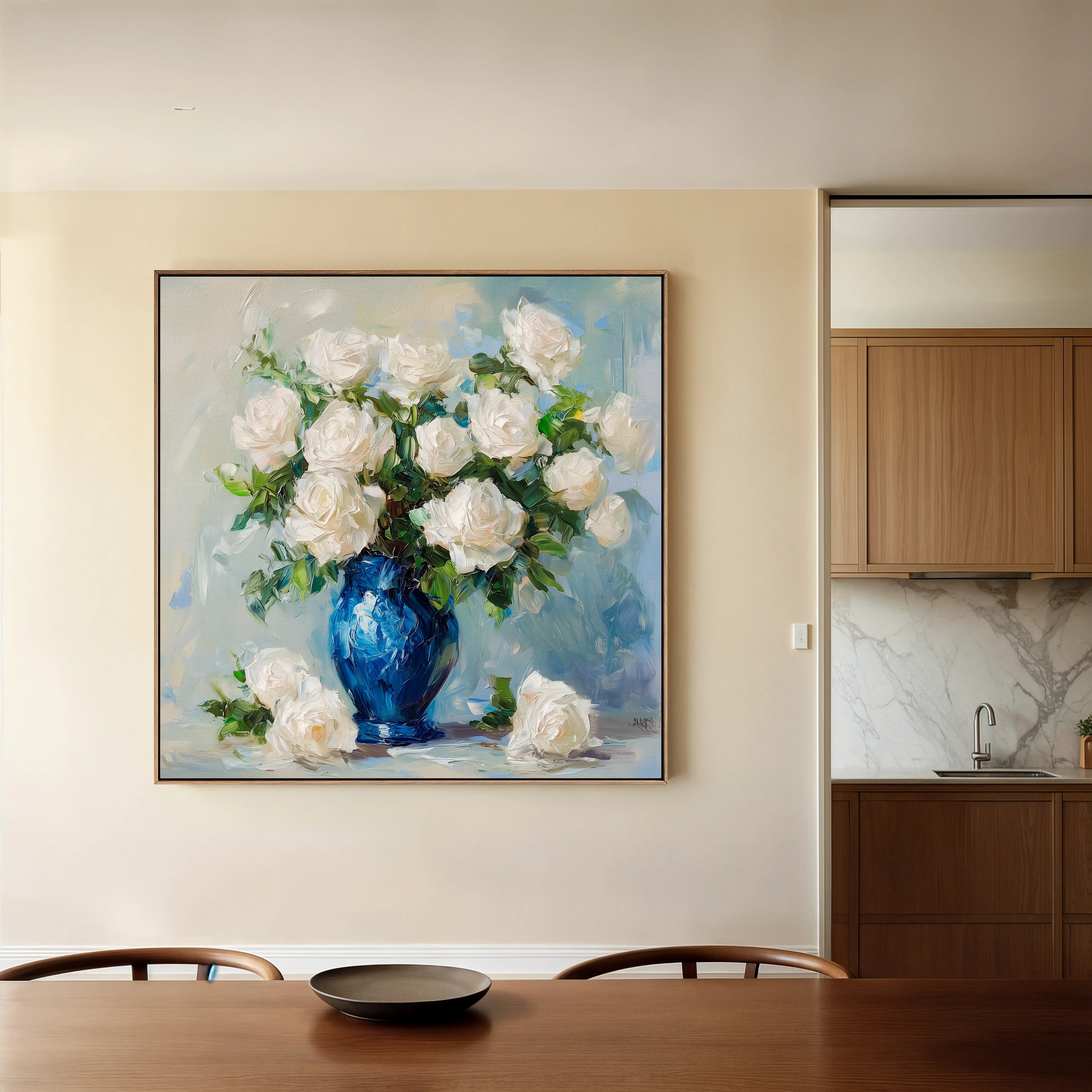 Floral 1377 Canvas Art 60 x 60 cm / Black