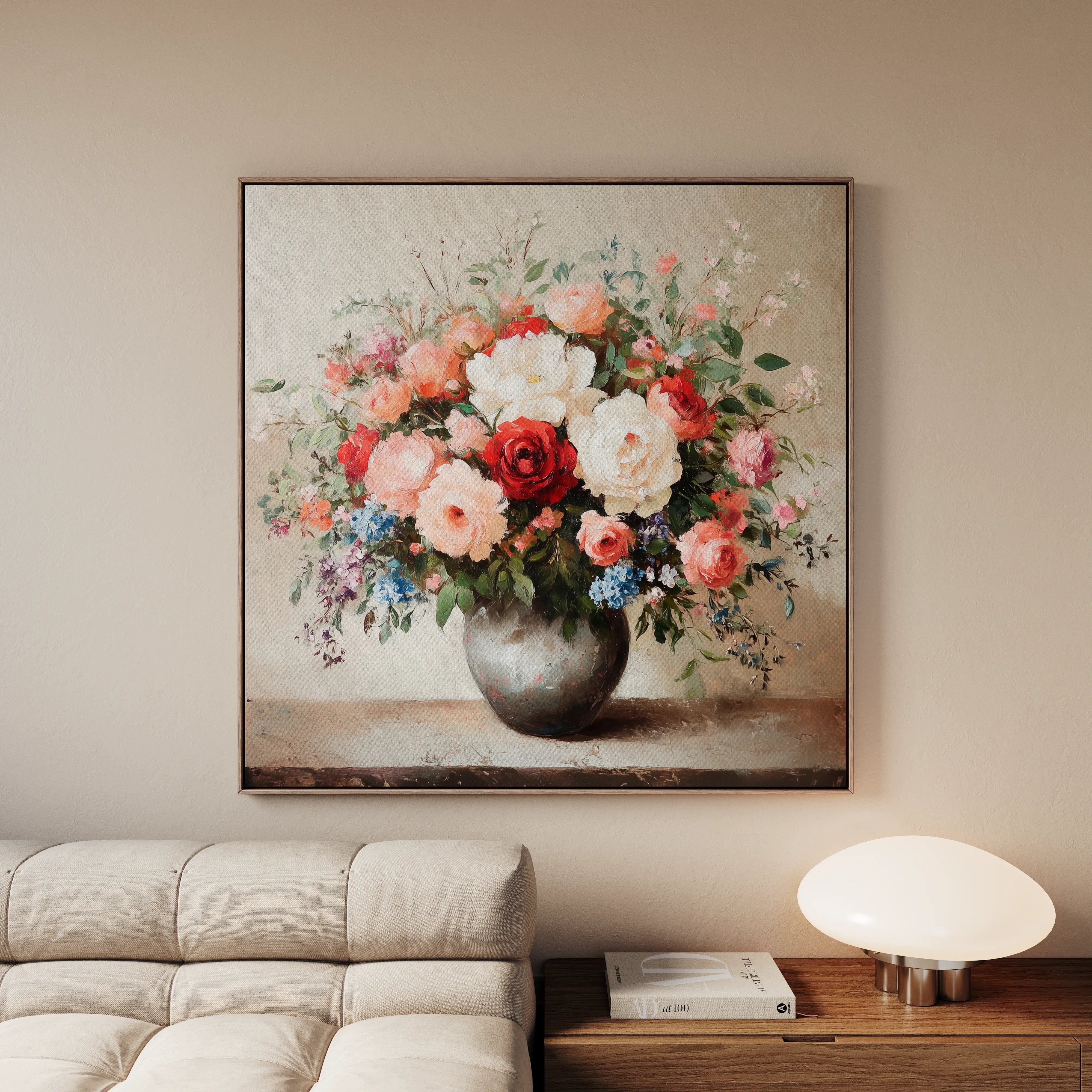 Floral 1379 Canvas Art 60 x 60 cm / Black