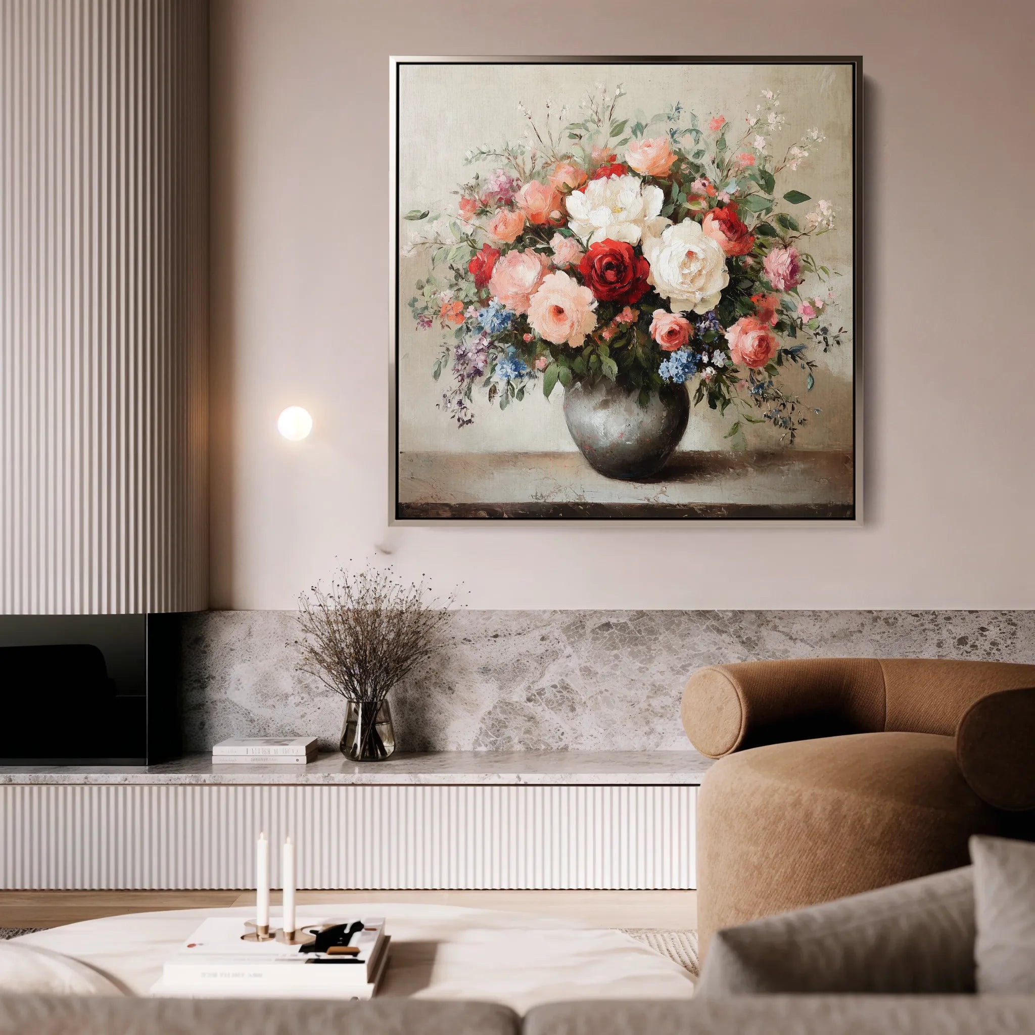 Floral 1379 Canvas Art 60 x 60 cm / Black