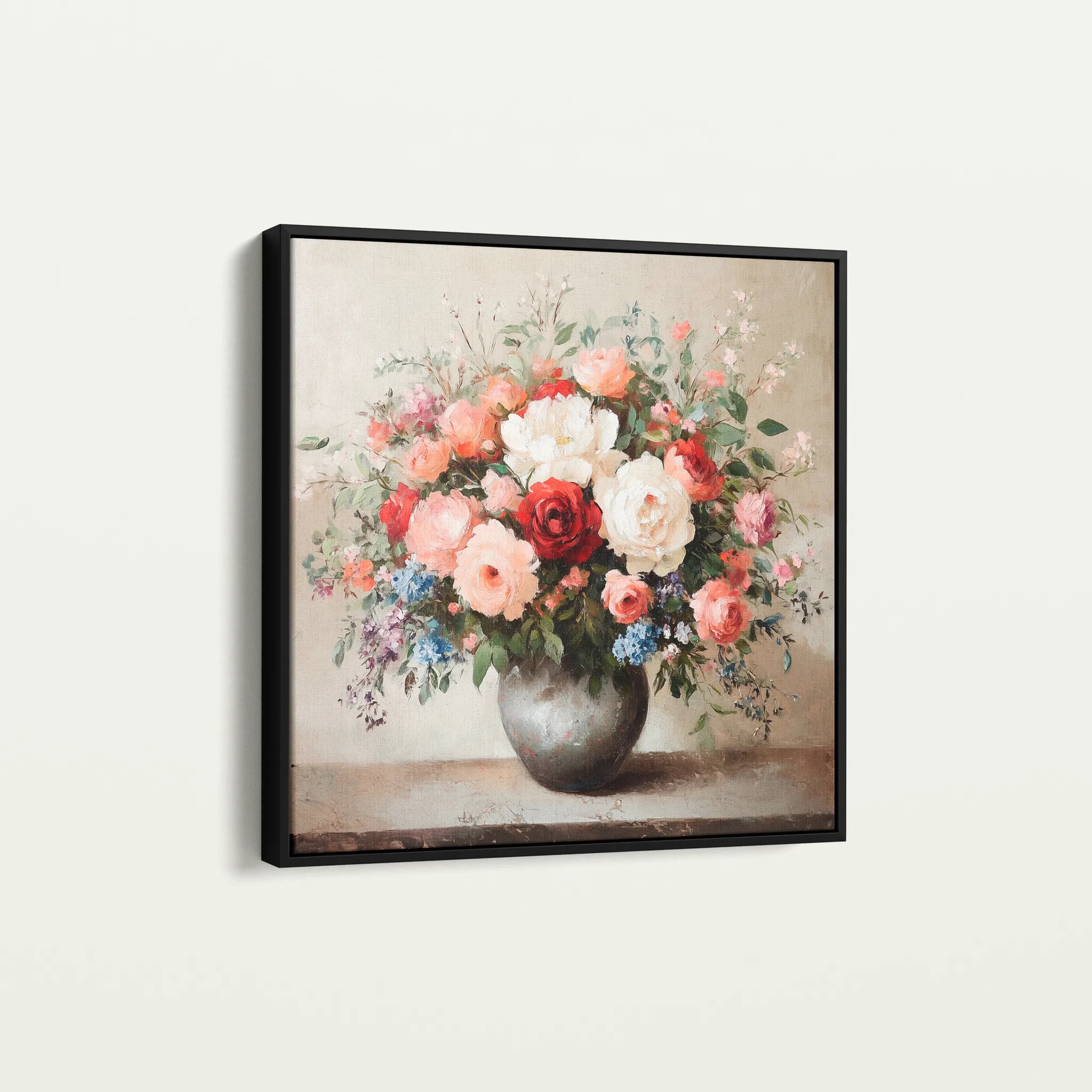 Floral 1379 Canvas Art 60 x 60 cm / Black