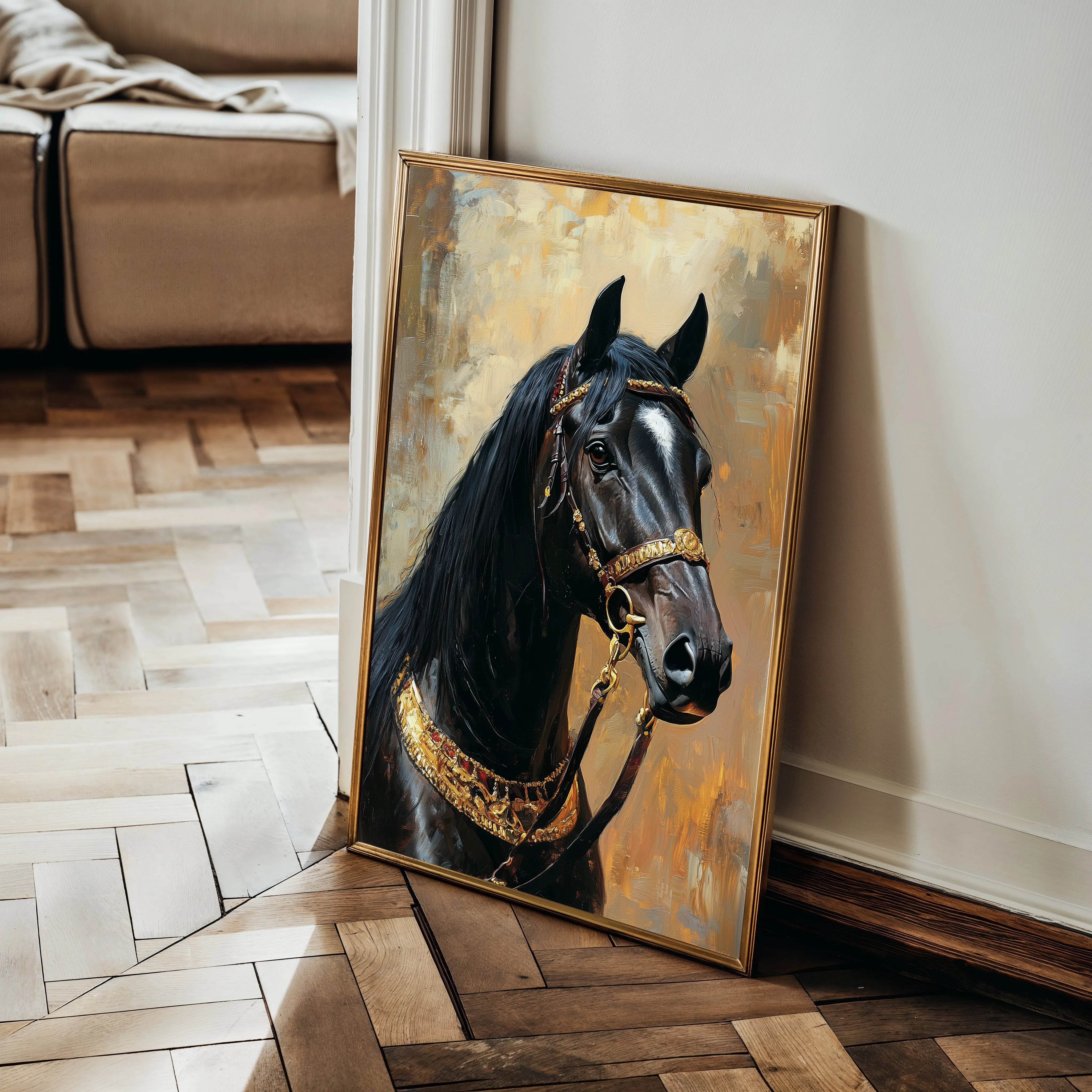 Horses 138 Canvas Art 60 x 40 cm / Black