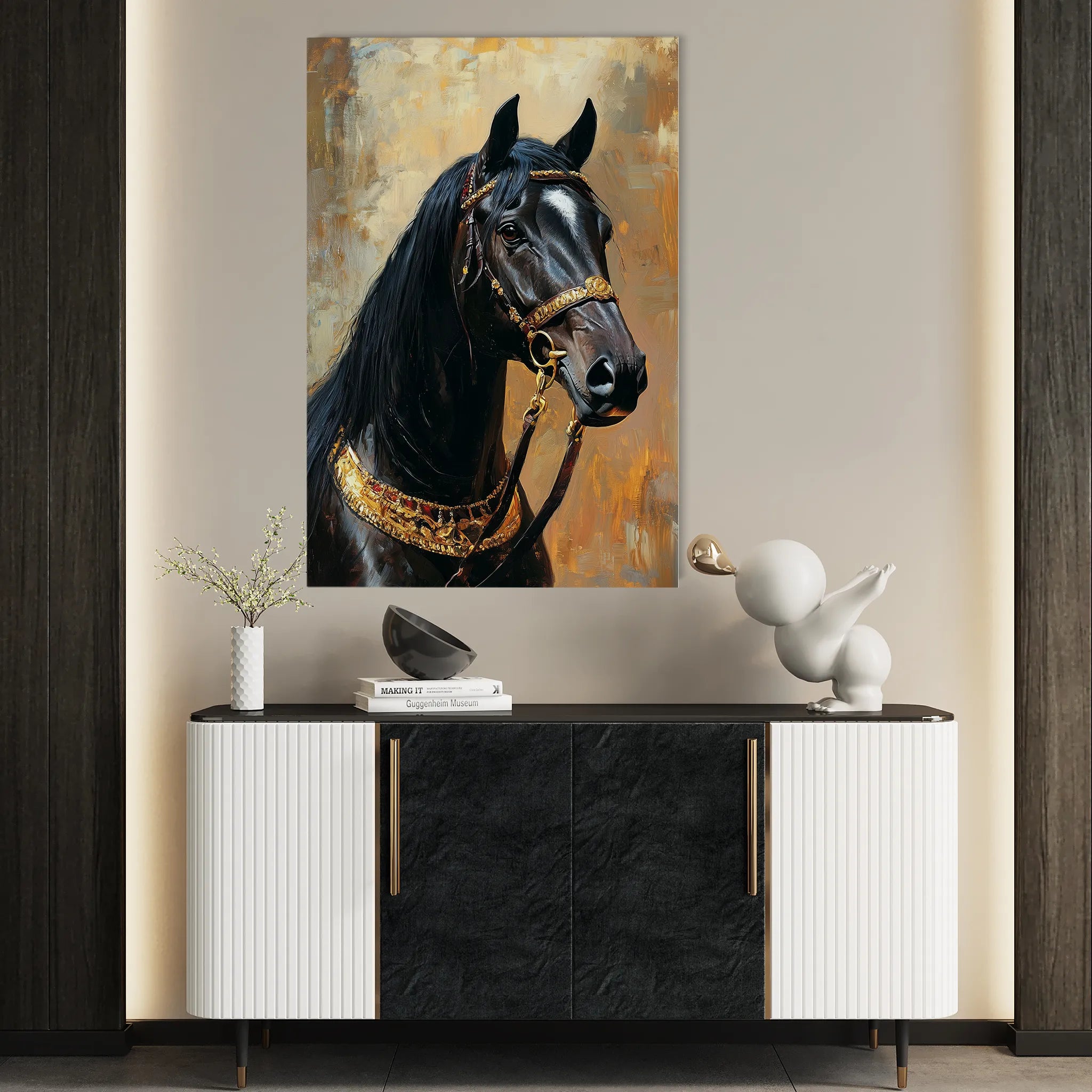 Horses 138 Canvas Art 60 x 40 cm / Black