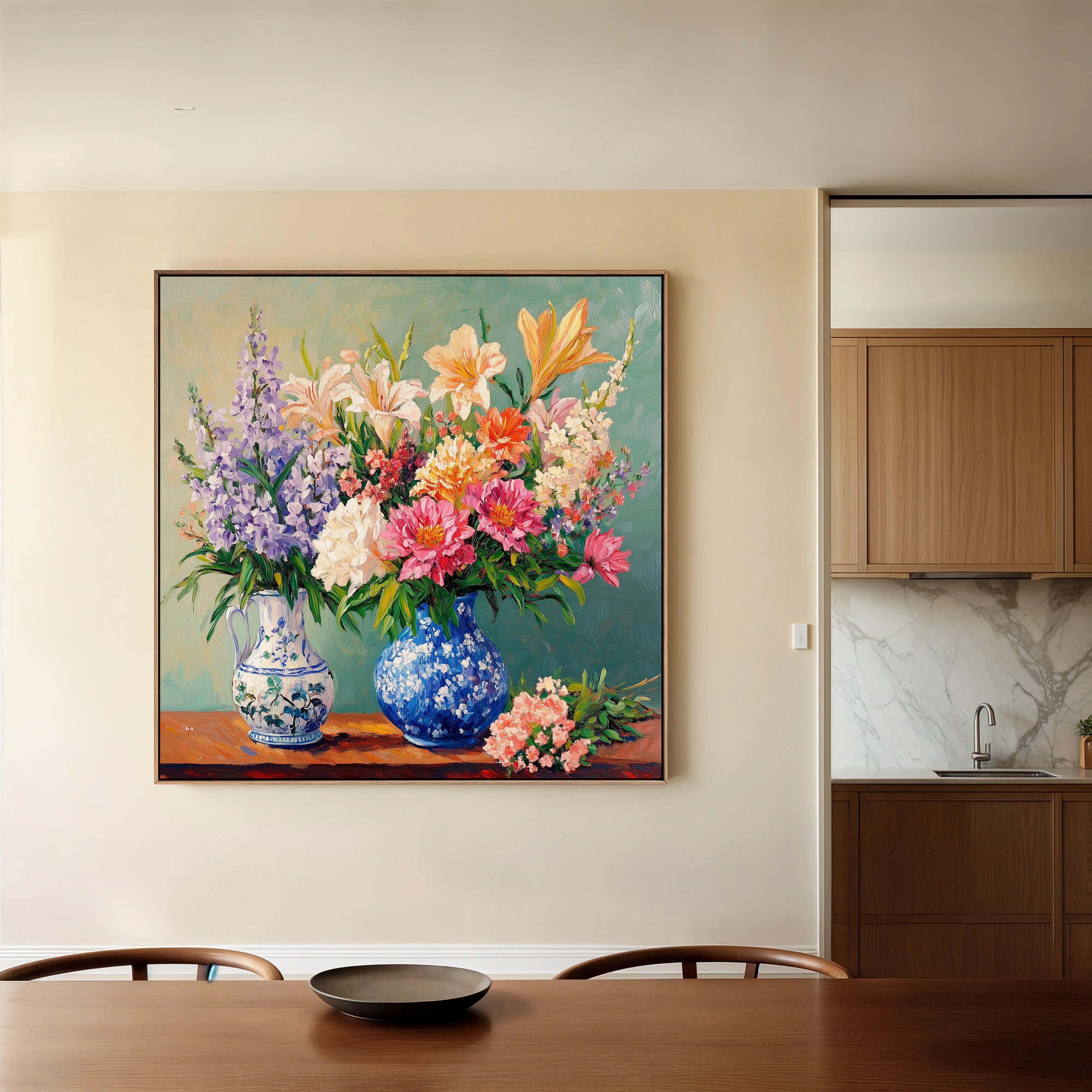 Floral 1380 Canvas Art 60 x 60 cm / Black