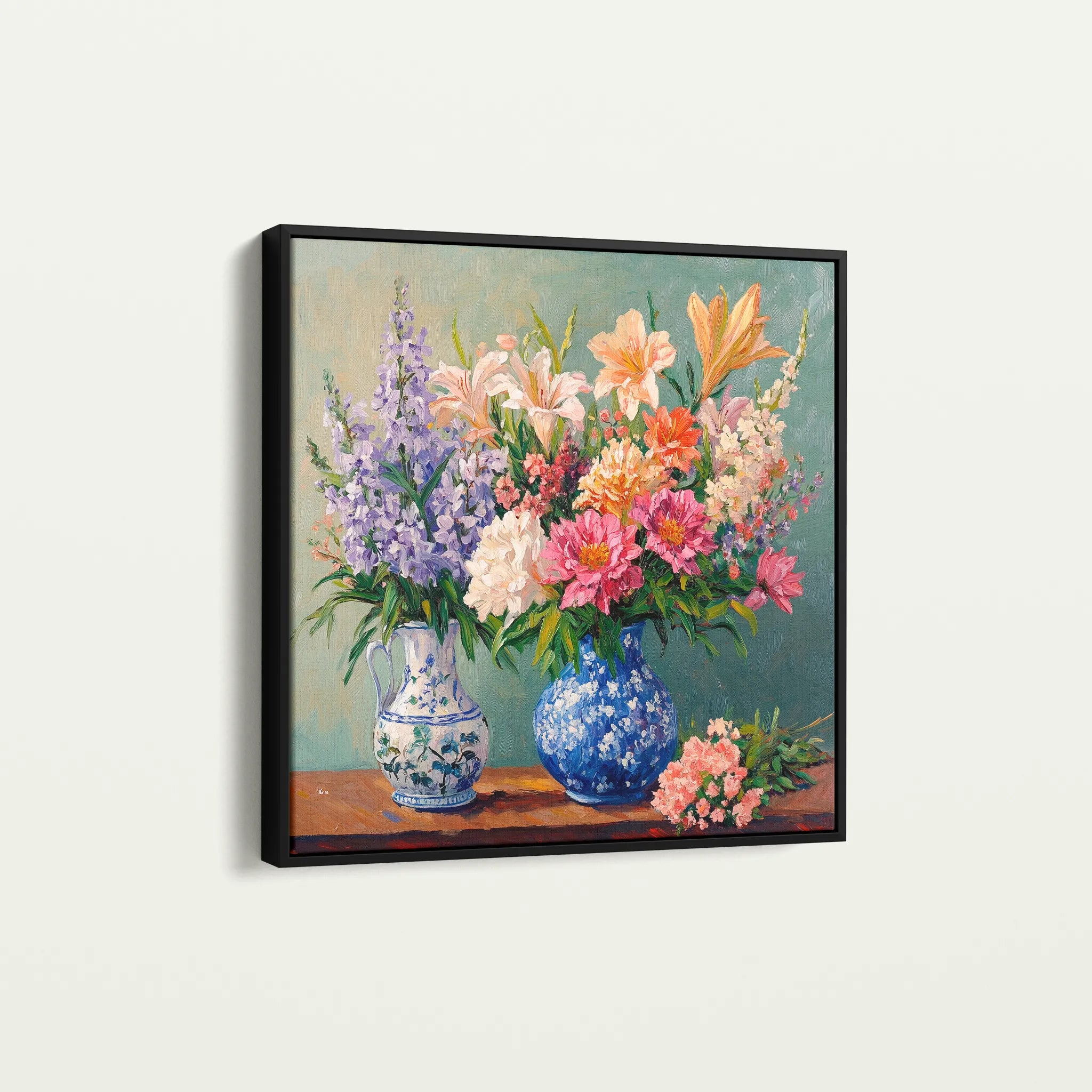 Floral 1380 Canvas Art 60 x 60 cm / Black
