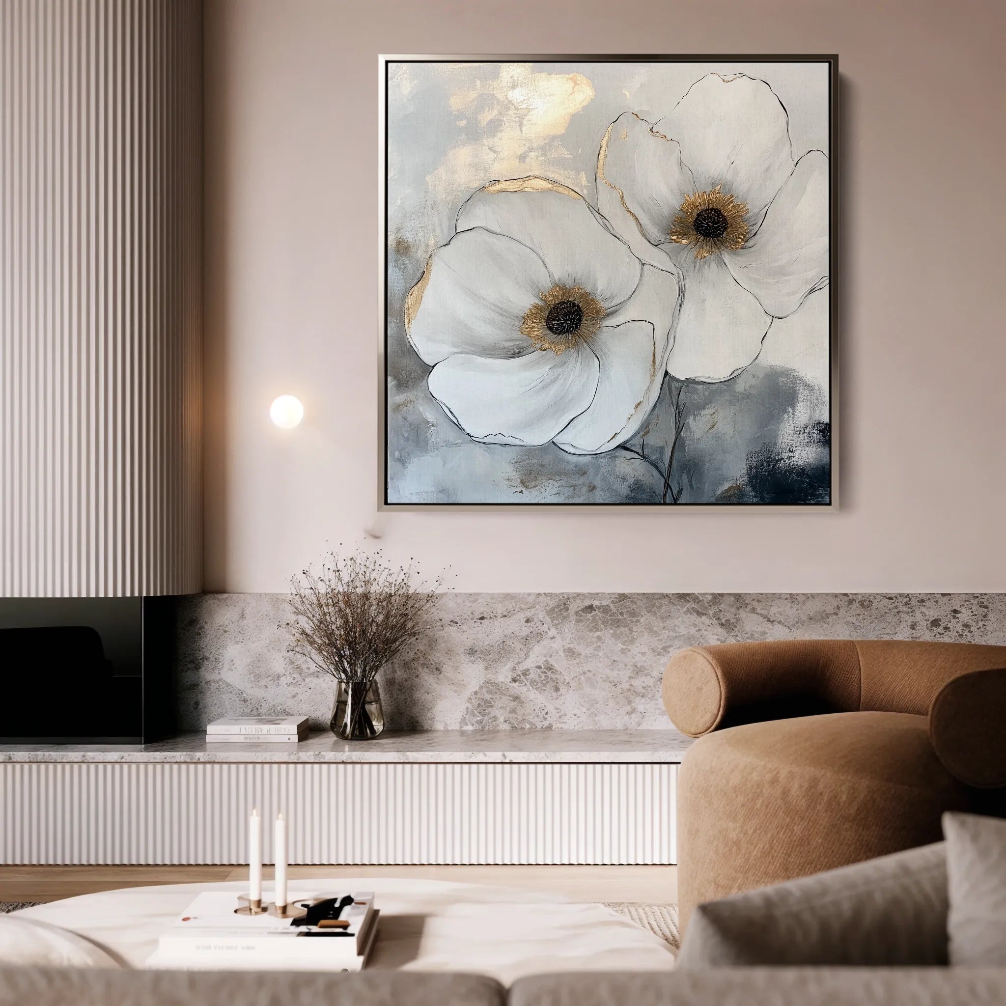 Floral 1383 Canvas Art 60 x 60 cm / Black