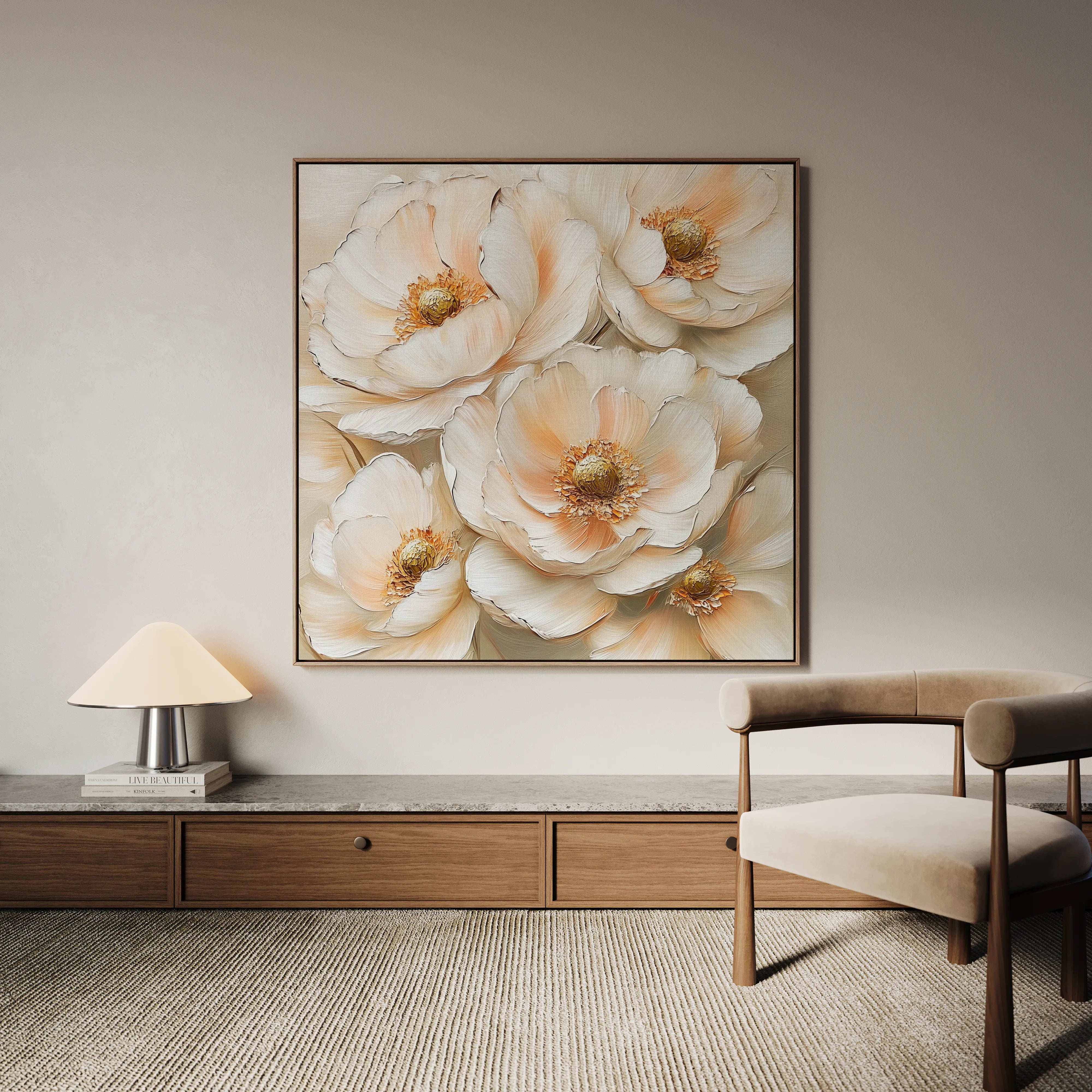 Floral 1384 Canvas Art 60 x 60 cm / Black
