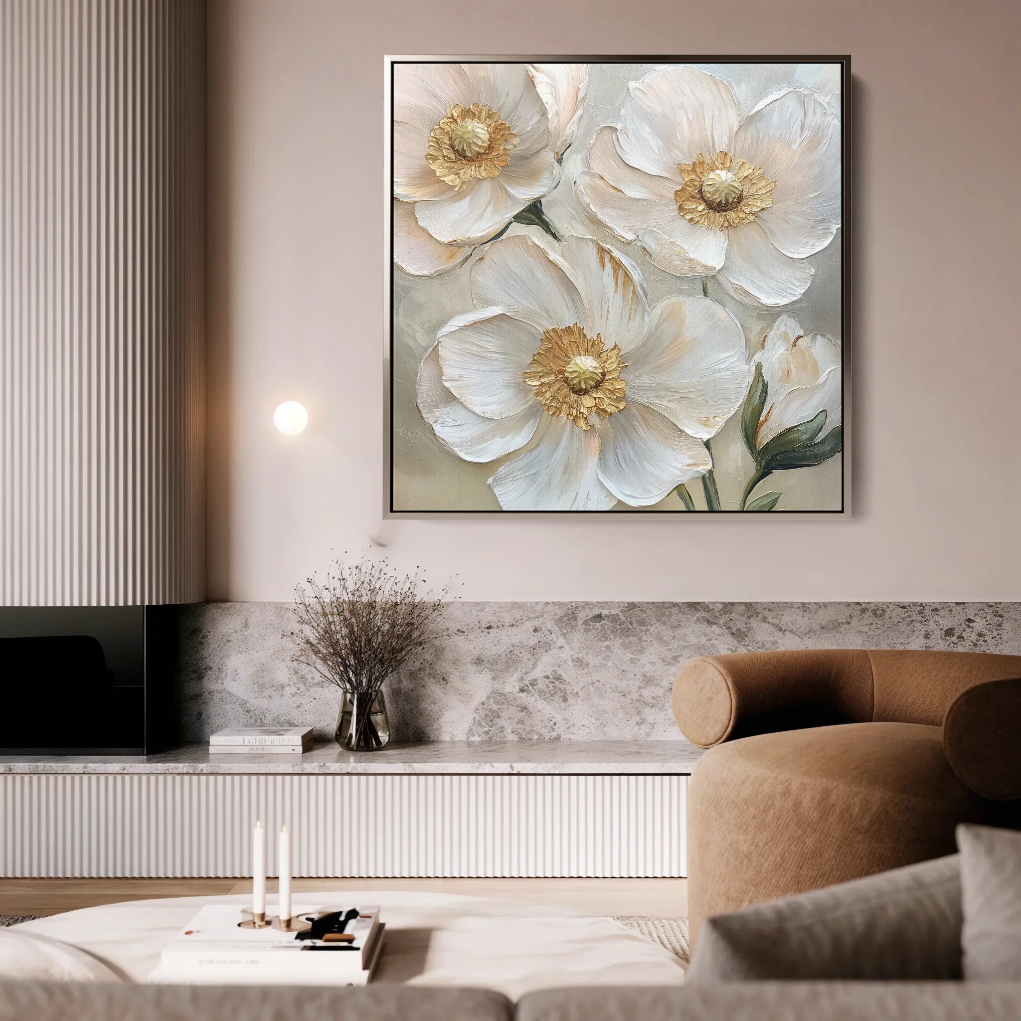 Floral 1385 Canvas Art 60 x 60 cm / Black