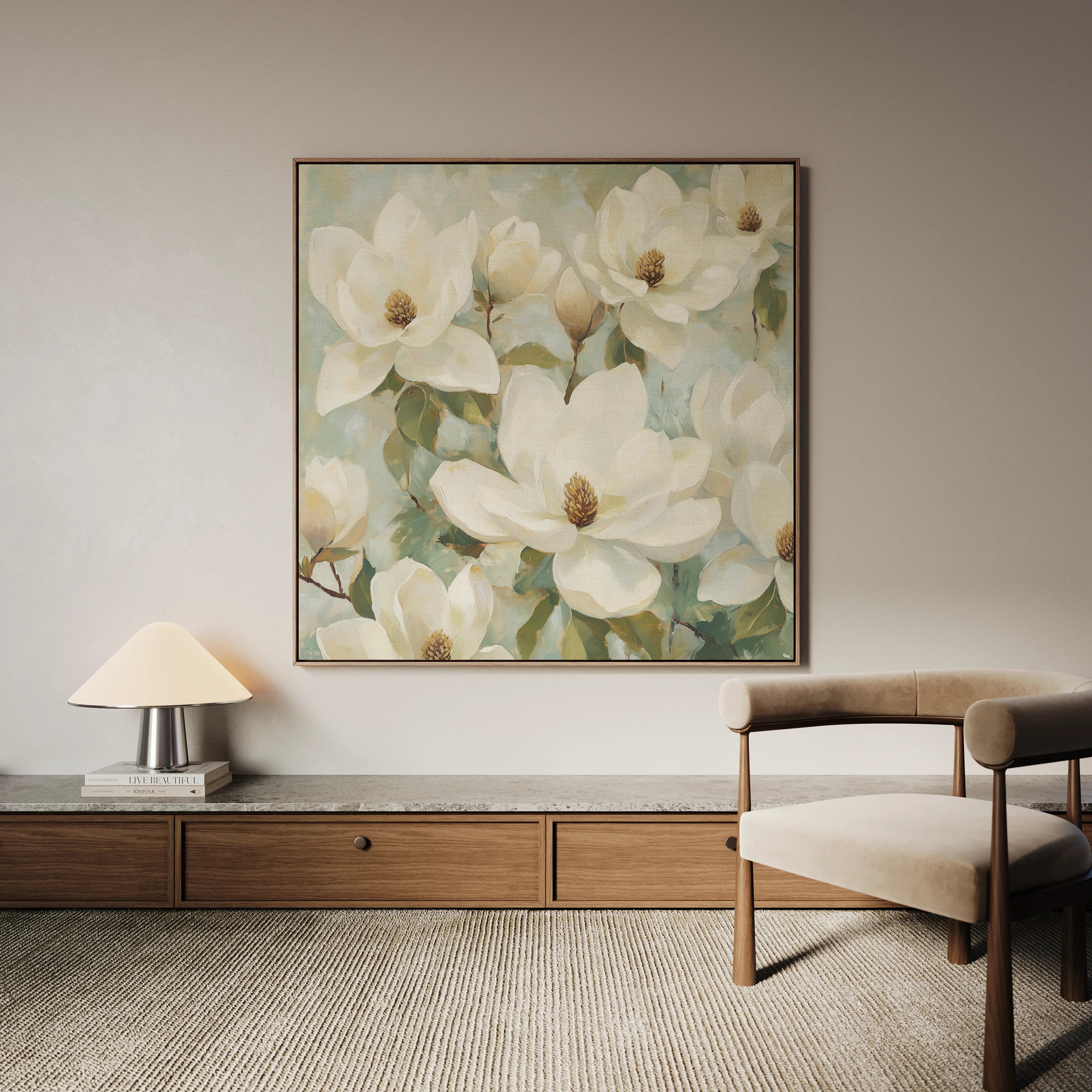 Floral 1387 Canvas Art 60 x 60 cm / Black