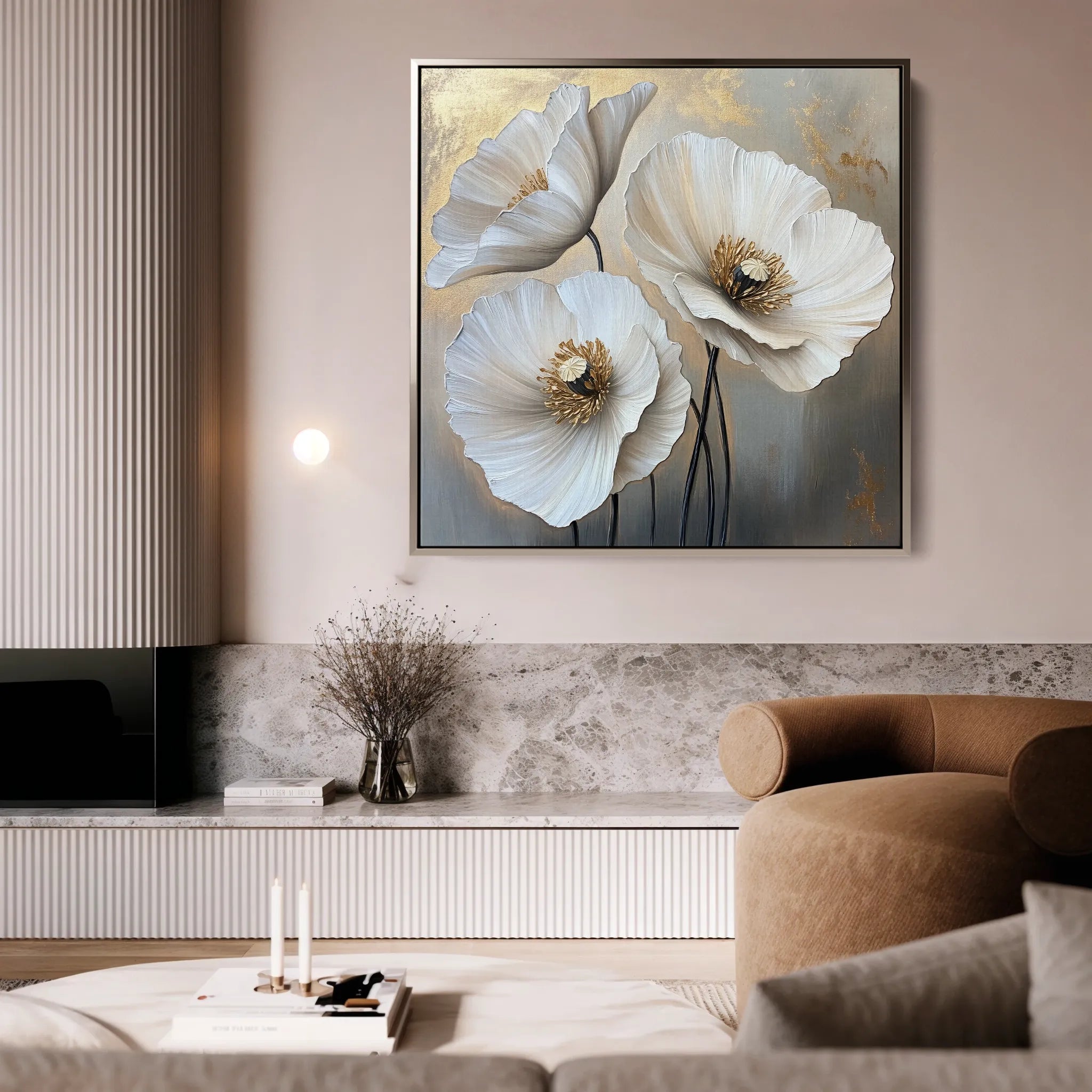 Floral 1391 Canvas Art 60 x 60 cm / Black