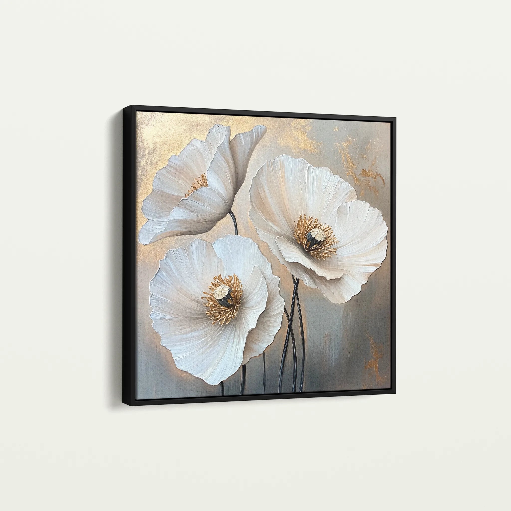 Floral 1391 Canvas Art 60 x 60 cm / Black
