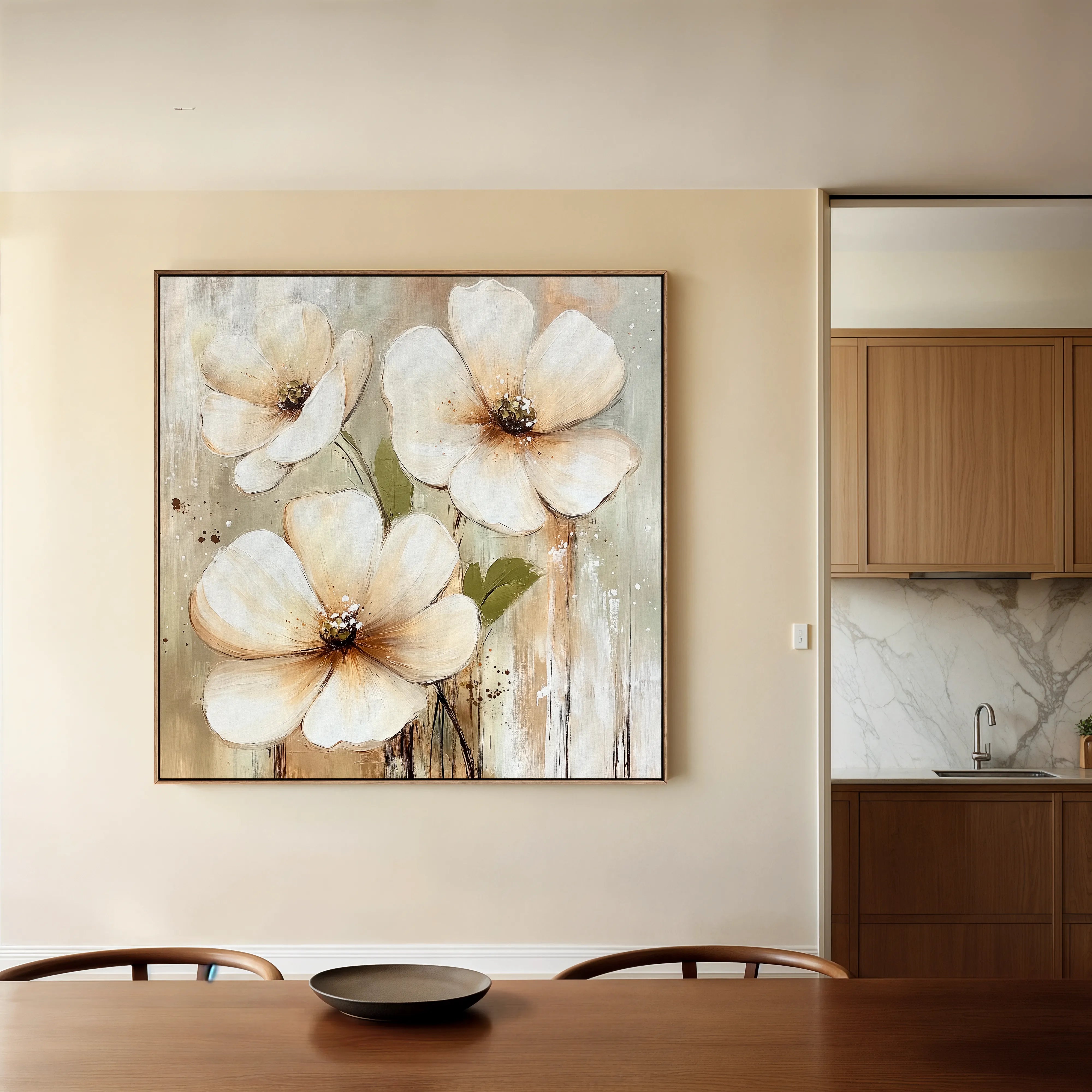 Floral 1392 Canvas Art 60 x 60 cm / Black