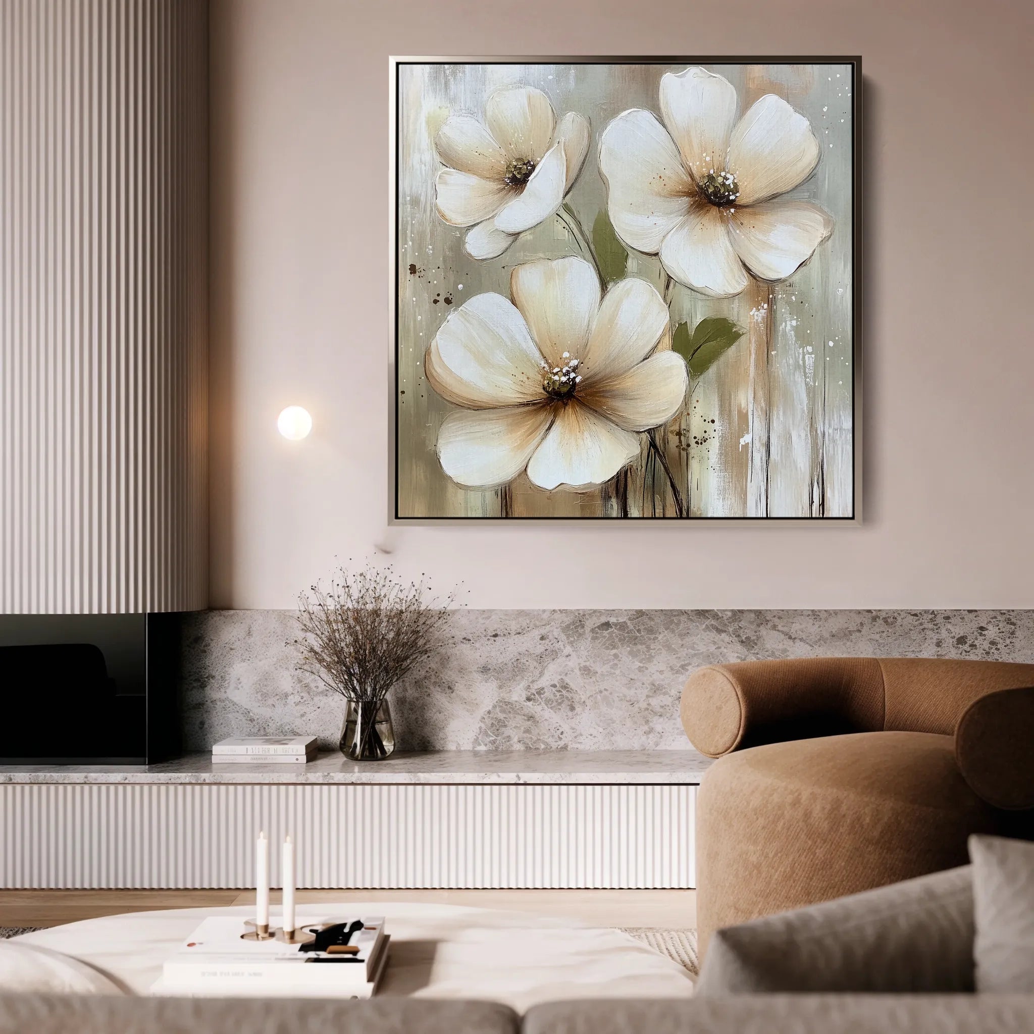 Floral 1392 Canvas Art 60 x 60 cm / Black