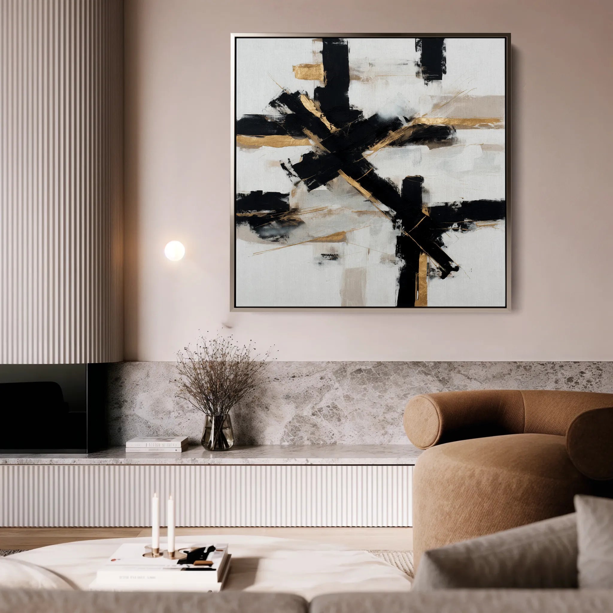 Abstract 1418 Canvas Art 60 x 60 cm / Black