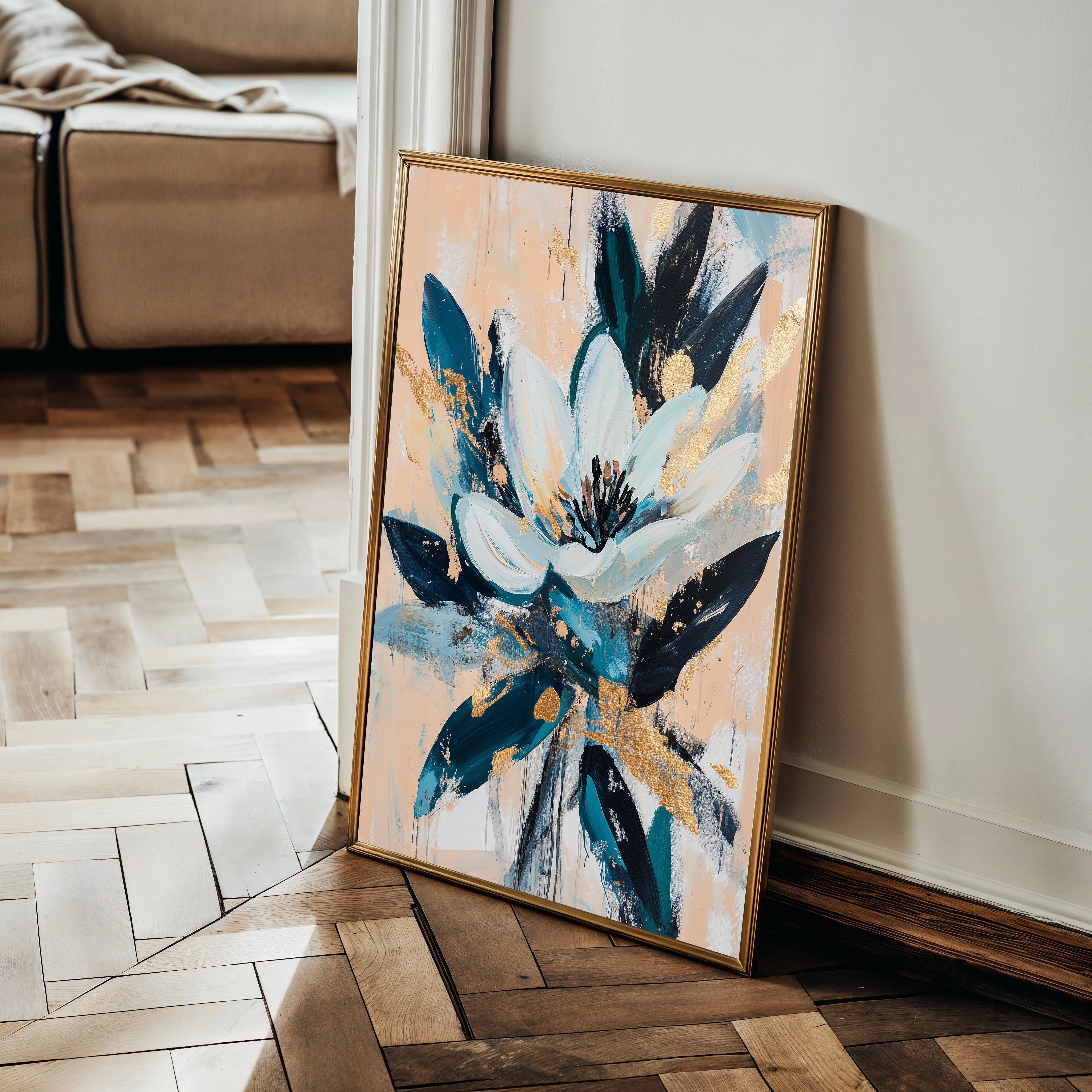 Floral 1428 Canvas Art 60 x 40 cm / Black