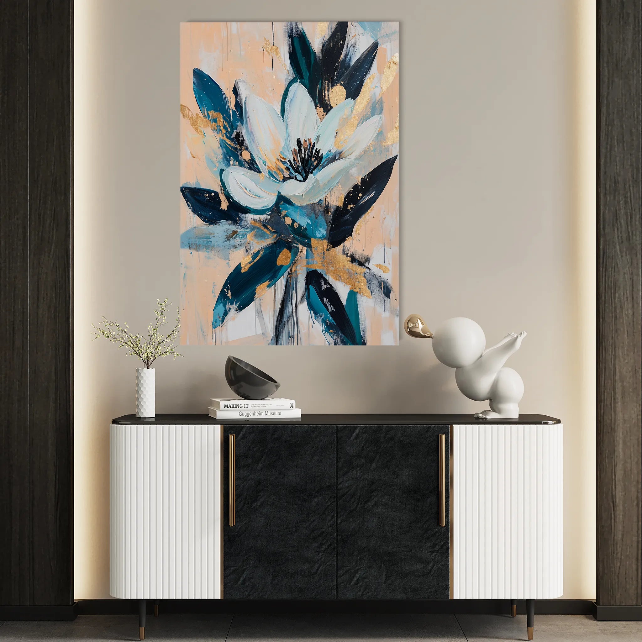 Floral 1428 Canvas Art 60 x 40 cm / Black