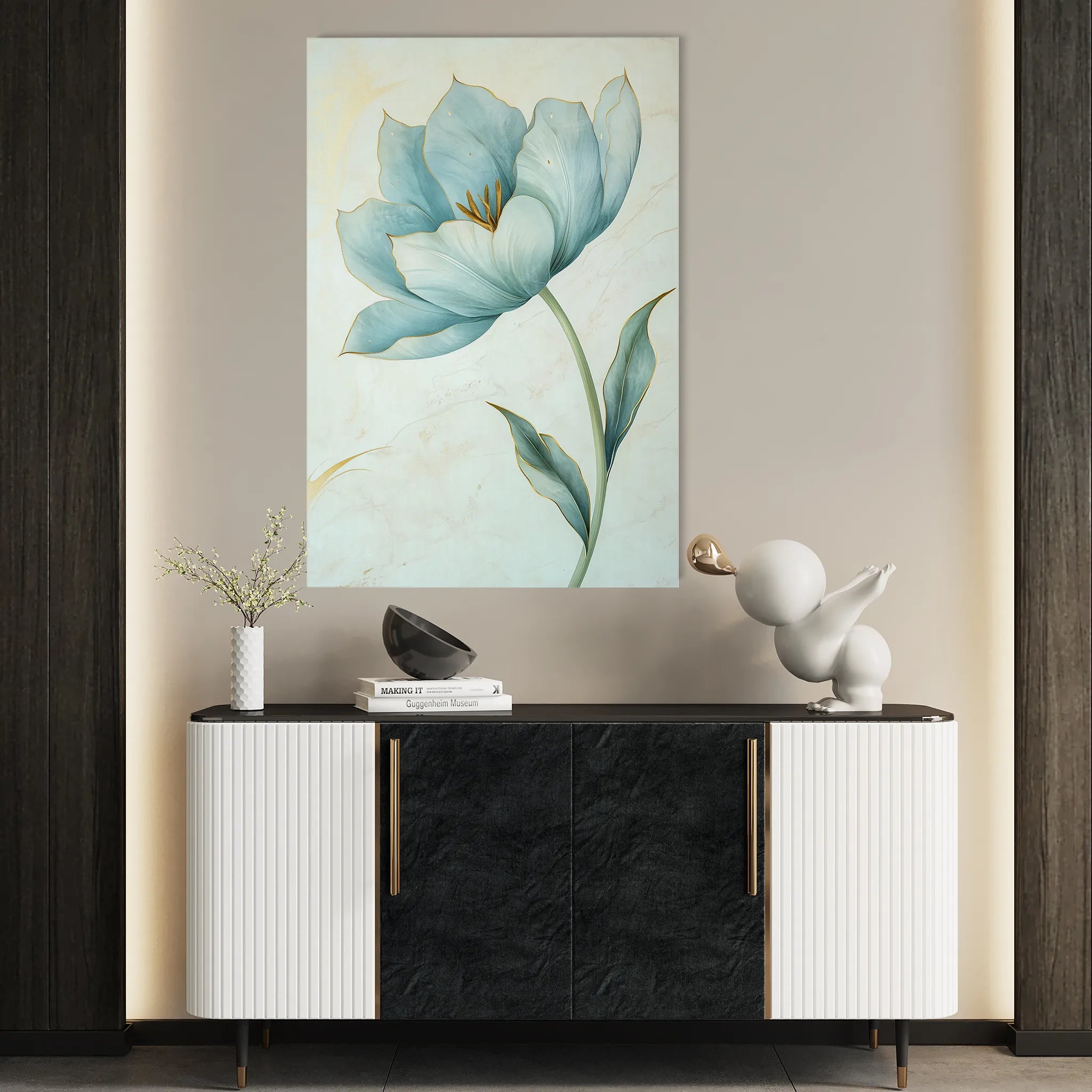 Floral 1444 Canvas Art 60 x 40 cm / Black
