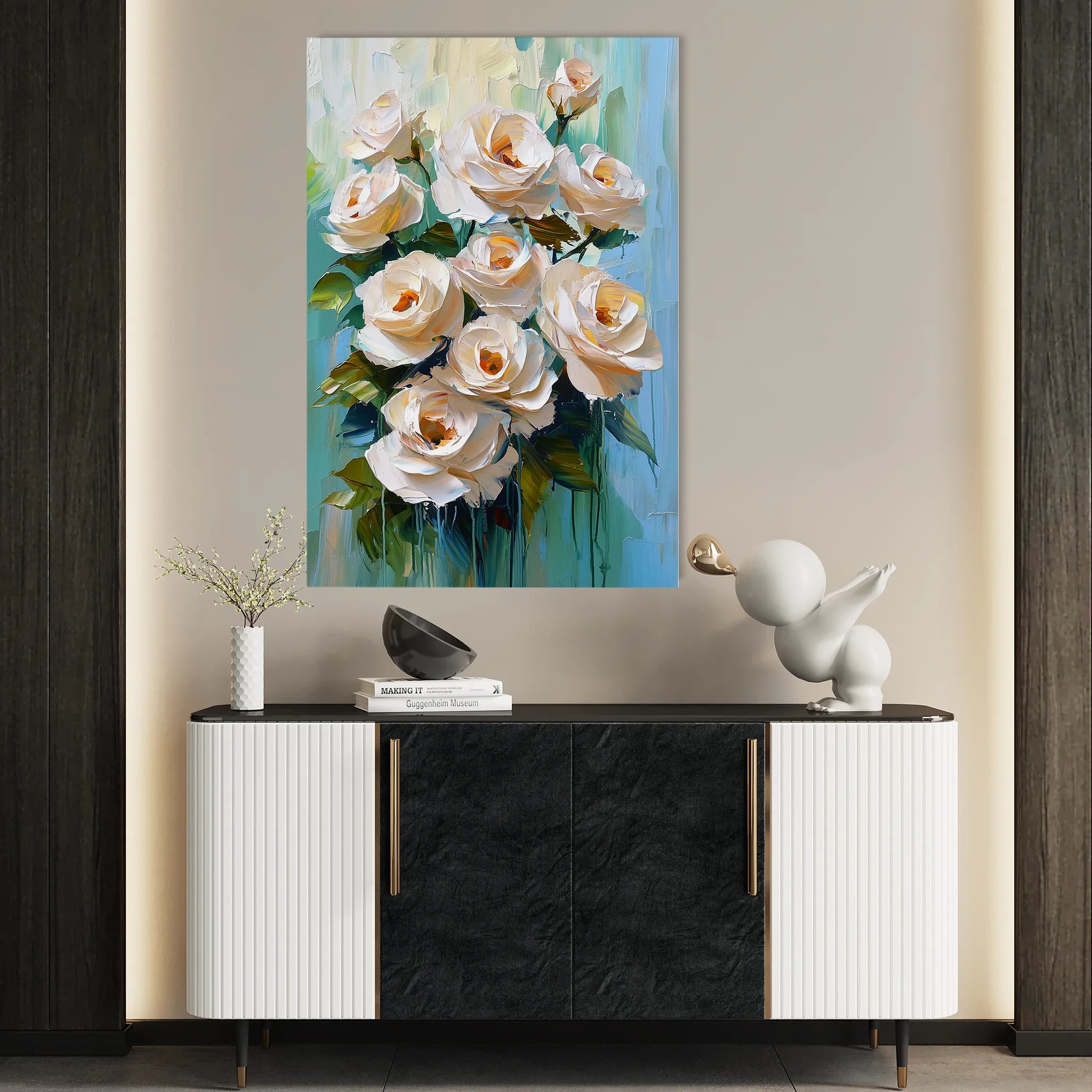 Floral 1479 Canvas Art 60 x 40 cm / Black