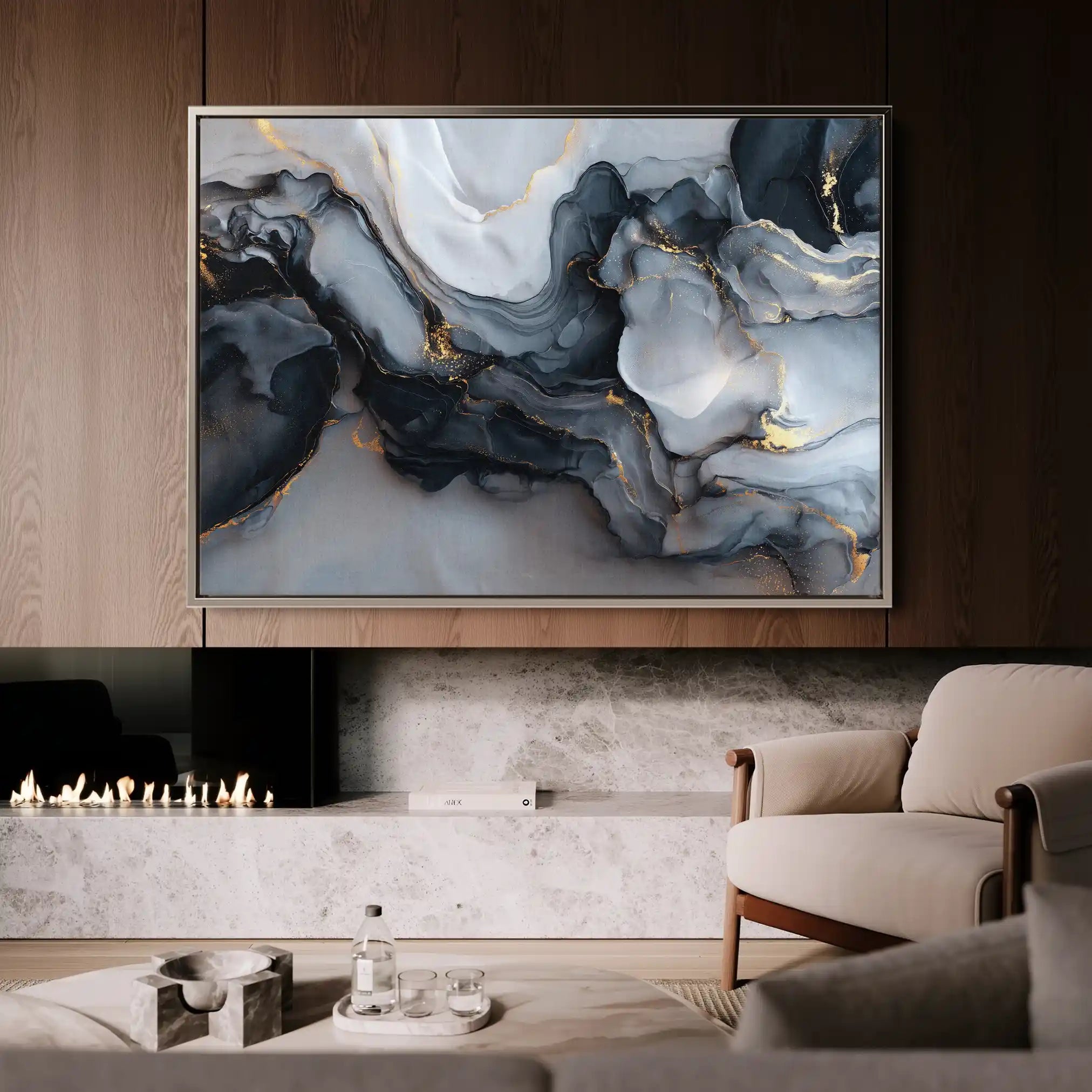 Abstract 1483 Canvas Art 60 x 40 cm / Black