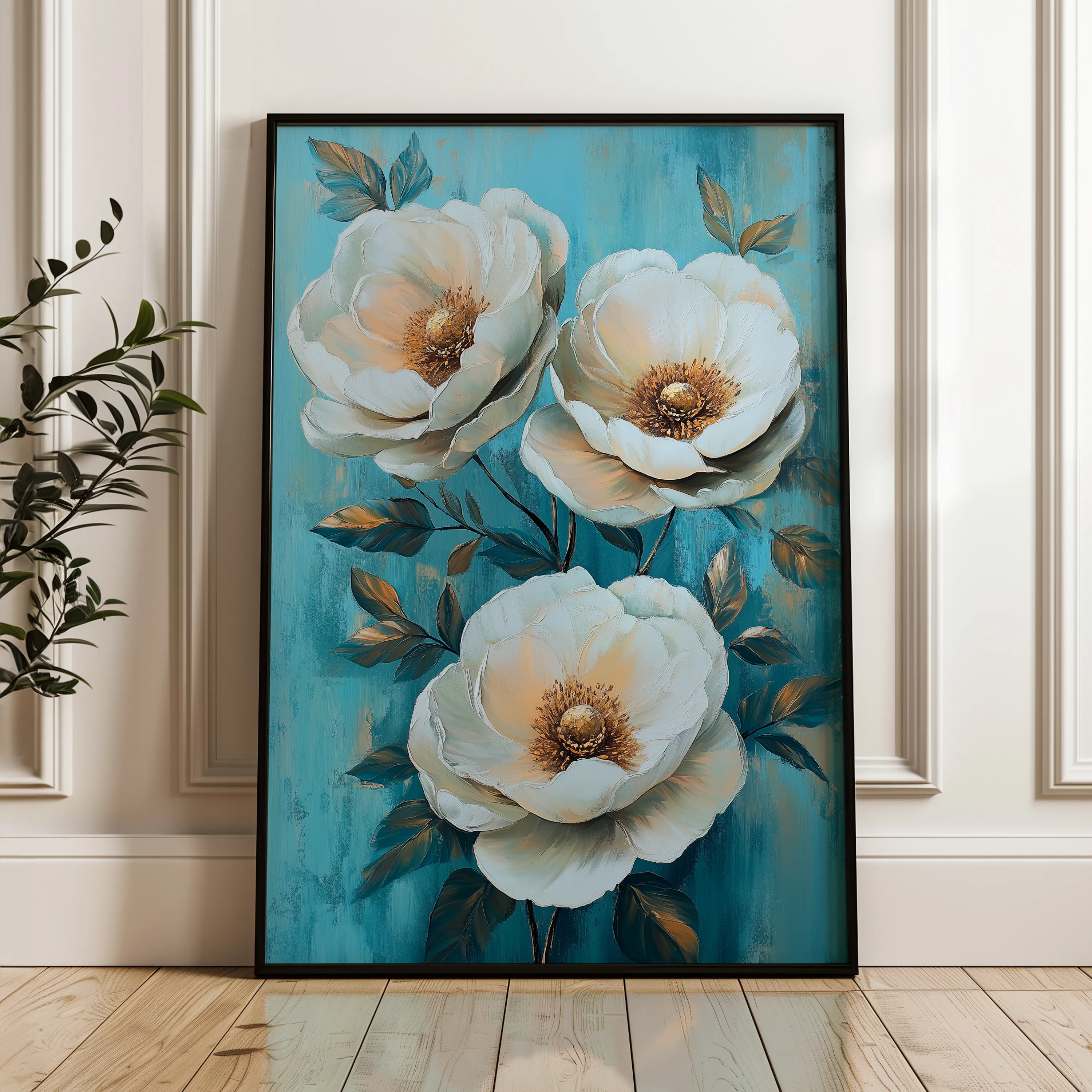Floral 1504 Canvas Art 60 x 40 cm / Black