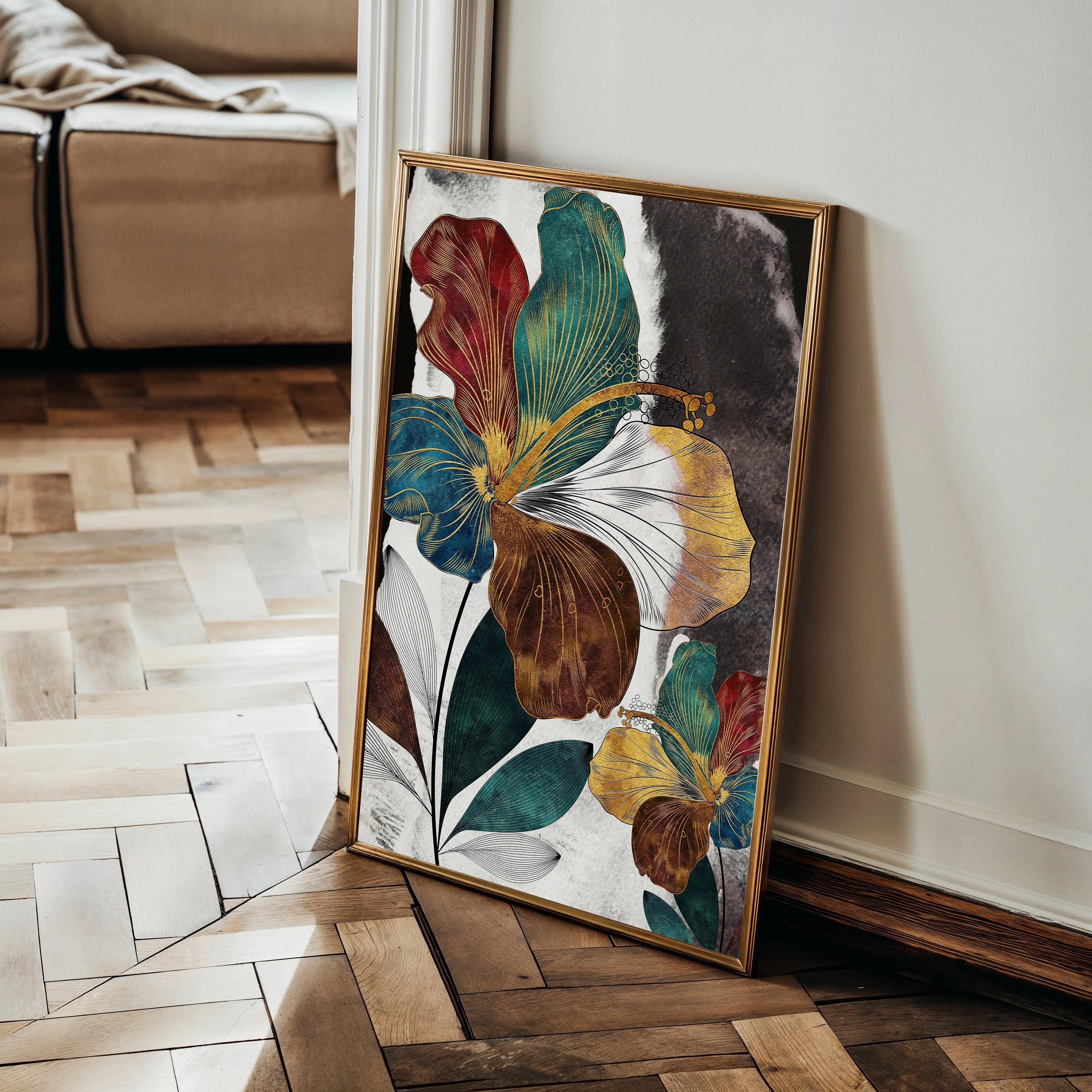 Floral 151 Canvas Art 60 x 40 cm / Black