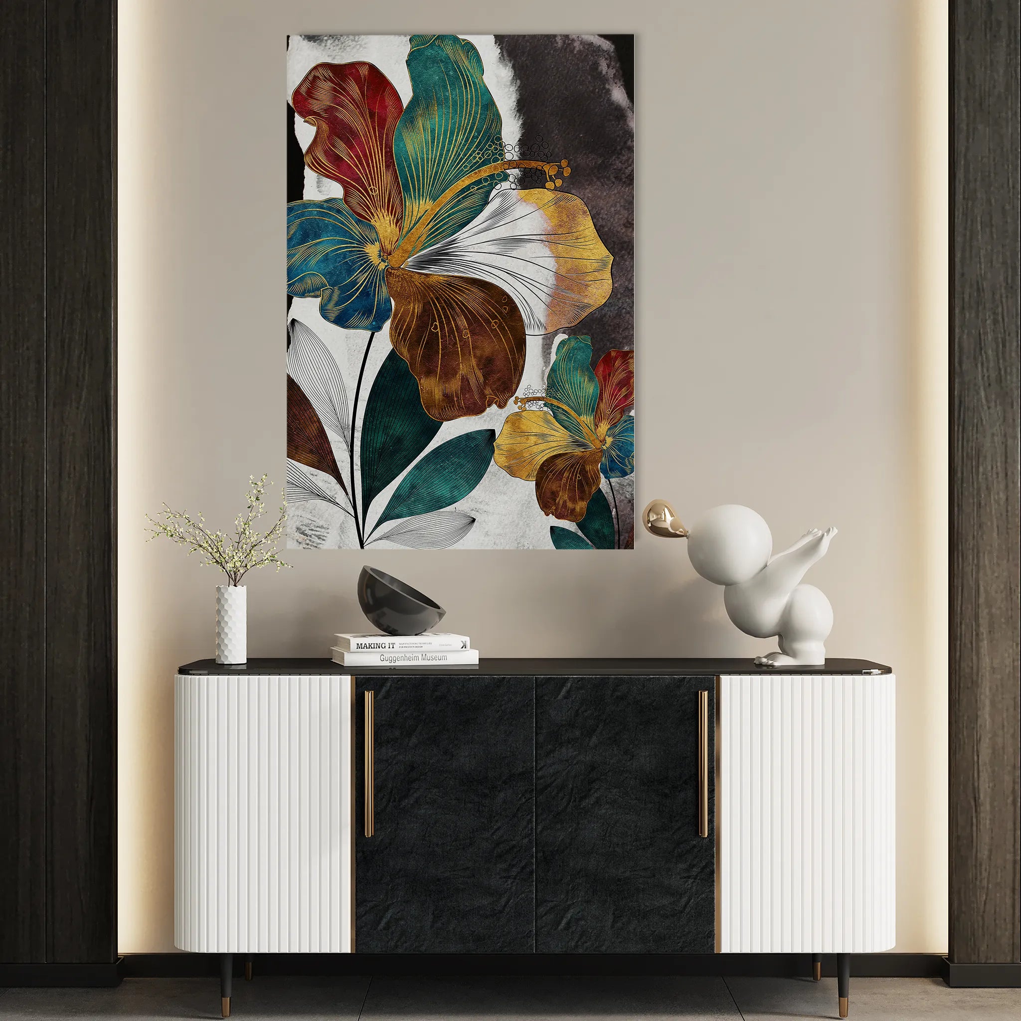 Floral 151 Canvas Art 60 x 40 cm / Black