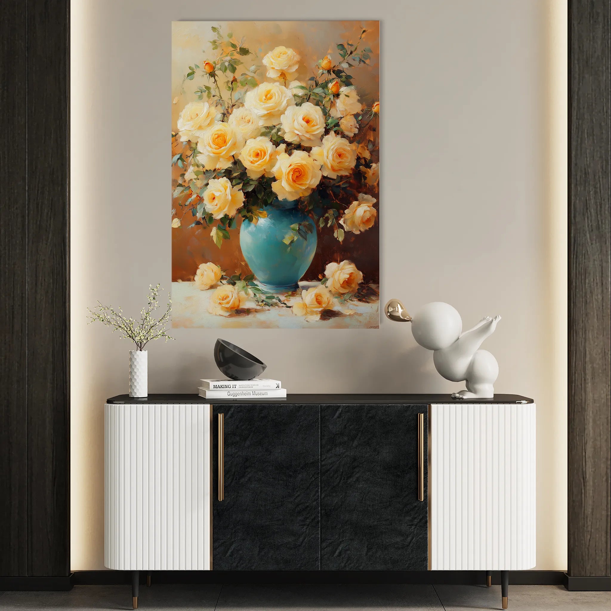 Floral 1518 Canvas Art 60 x 40 cm / Black