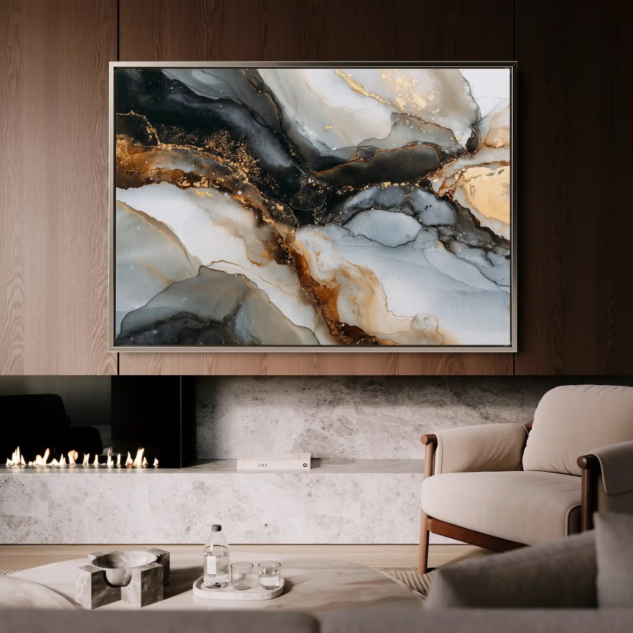 Abstract 1524 Canvas Art 60 x 40 cm / Black