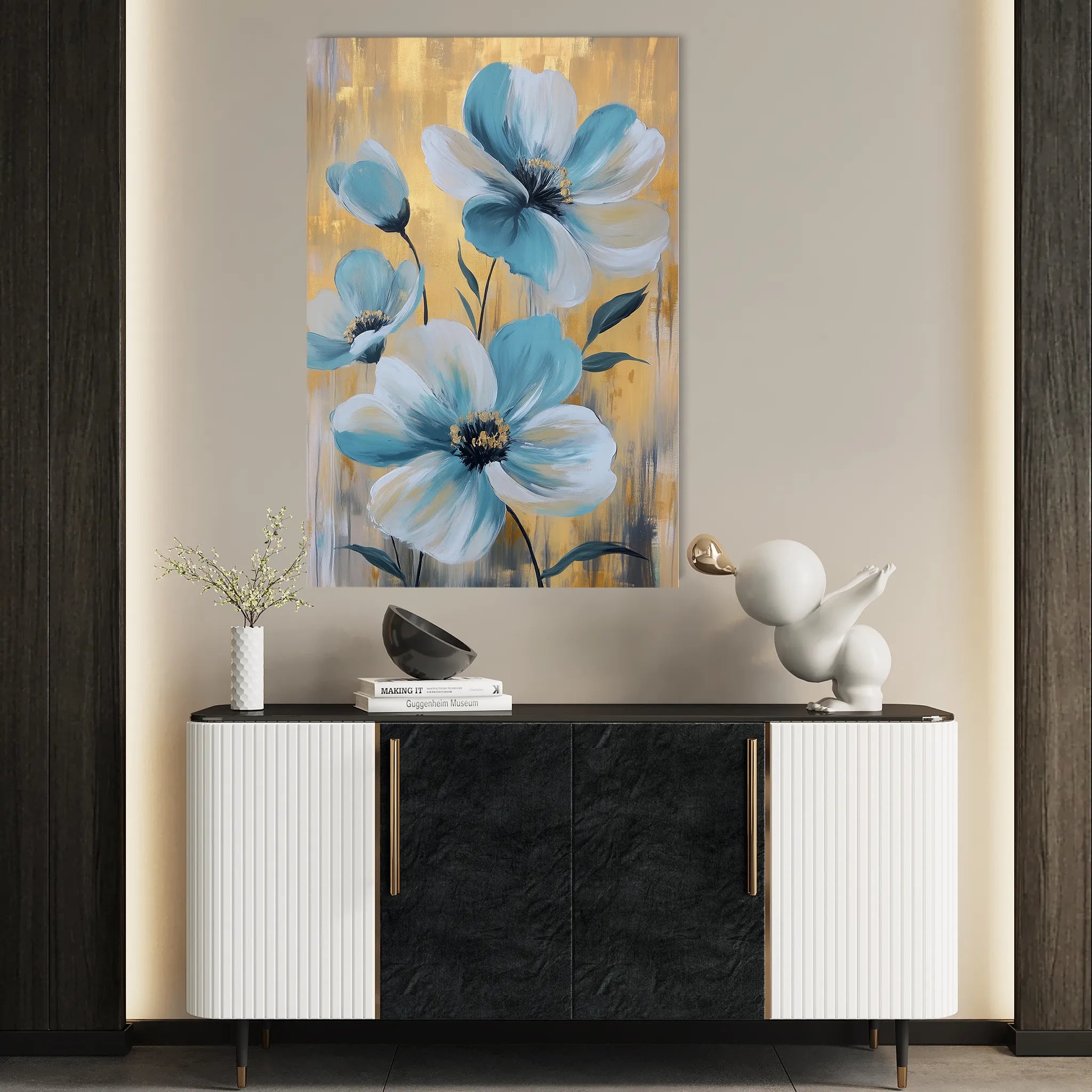 Floral 1545 Canvas Art 60 x 40 cm / Black