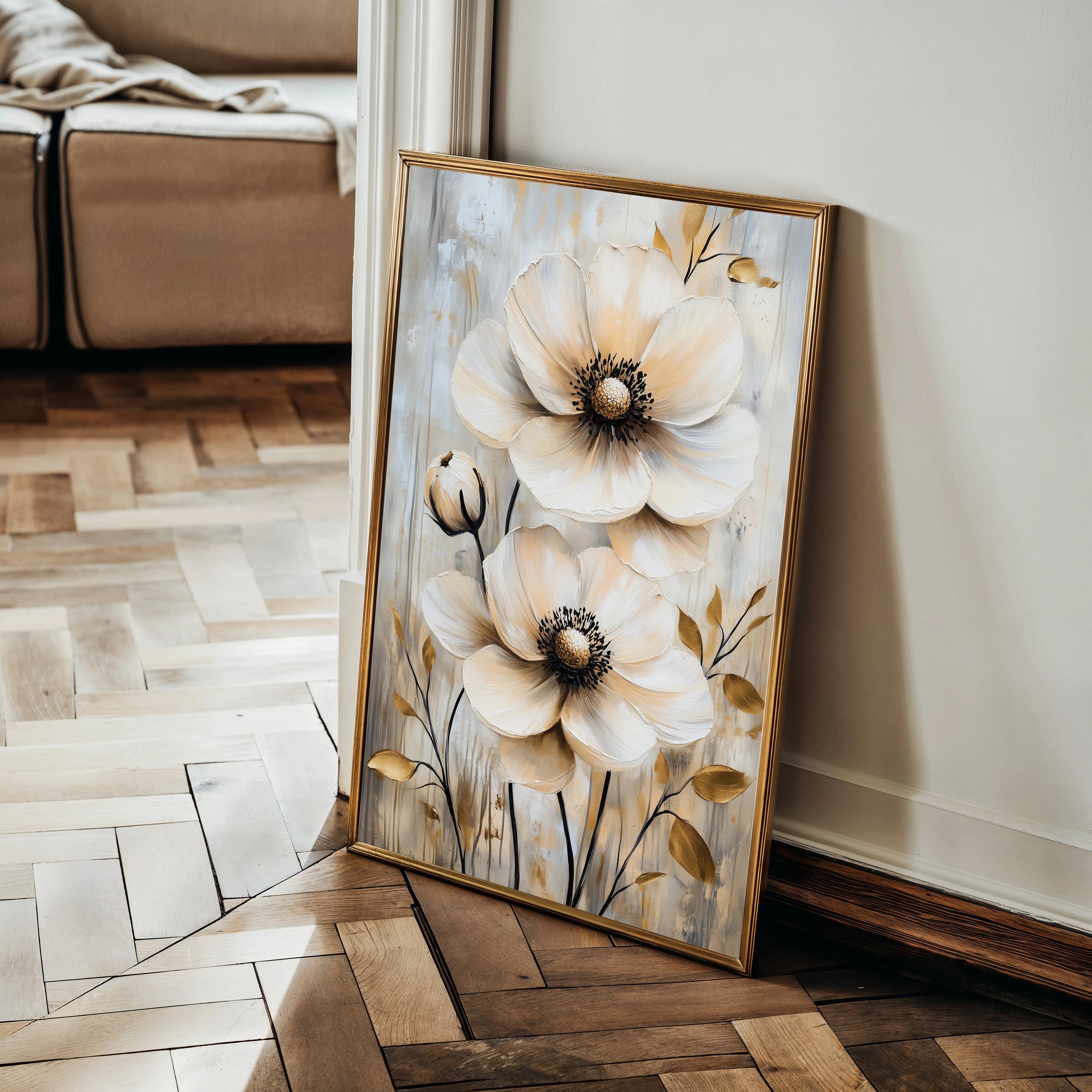 Floral 1554 Canvas Art 60 x 40 cm / Black