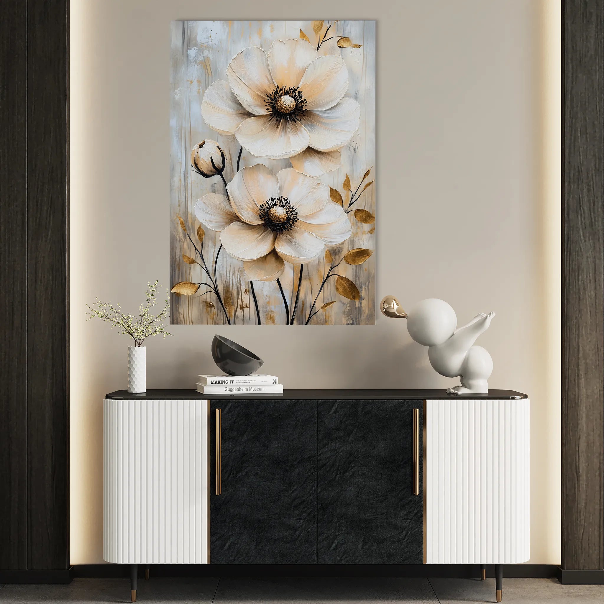 Floral 1554 Canvas Art 60 x 40 cm / Black