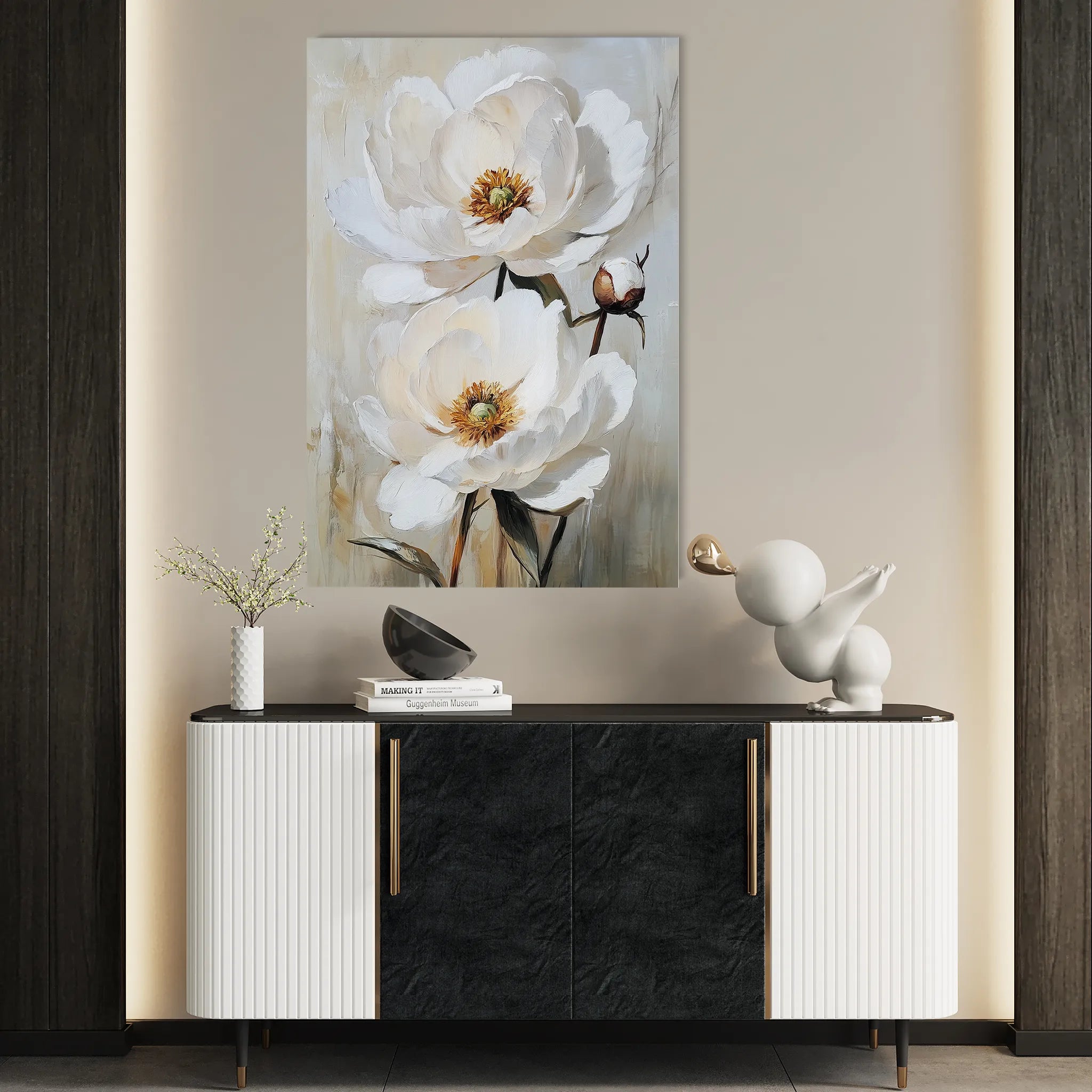 Floral 1562 Canvas Art 60 x 40 cm / Black