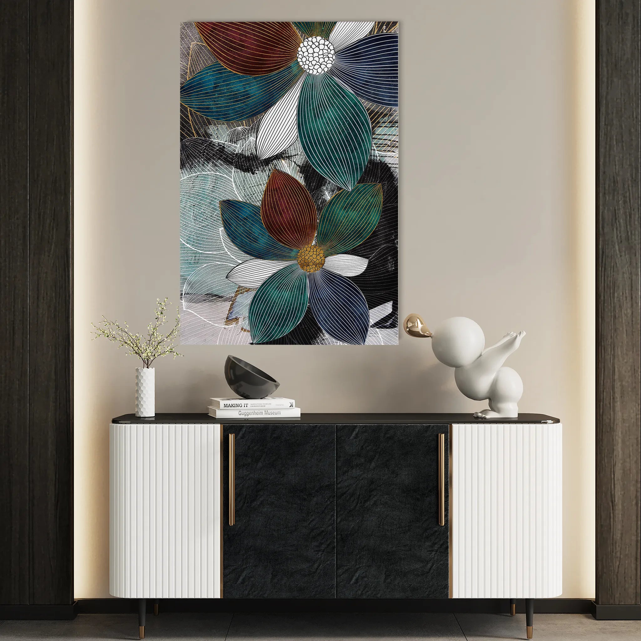 Floral 159 Canvas Art 60 x 40 cm / Black