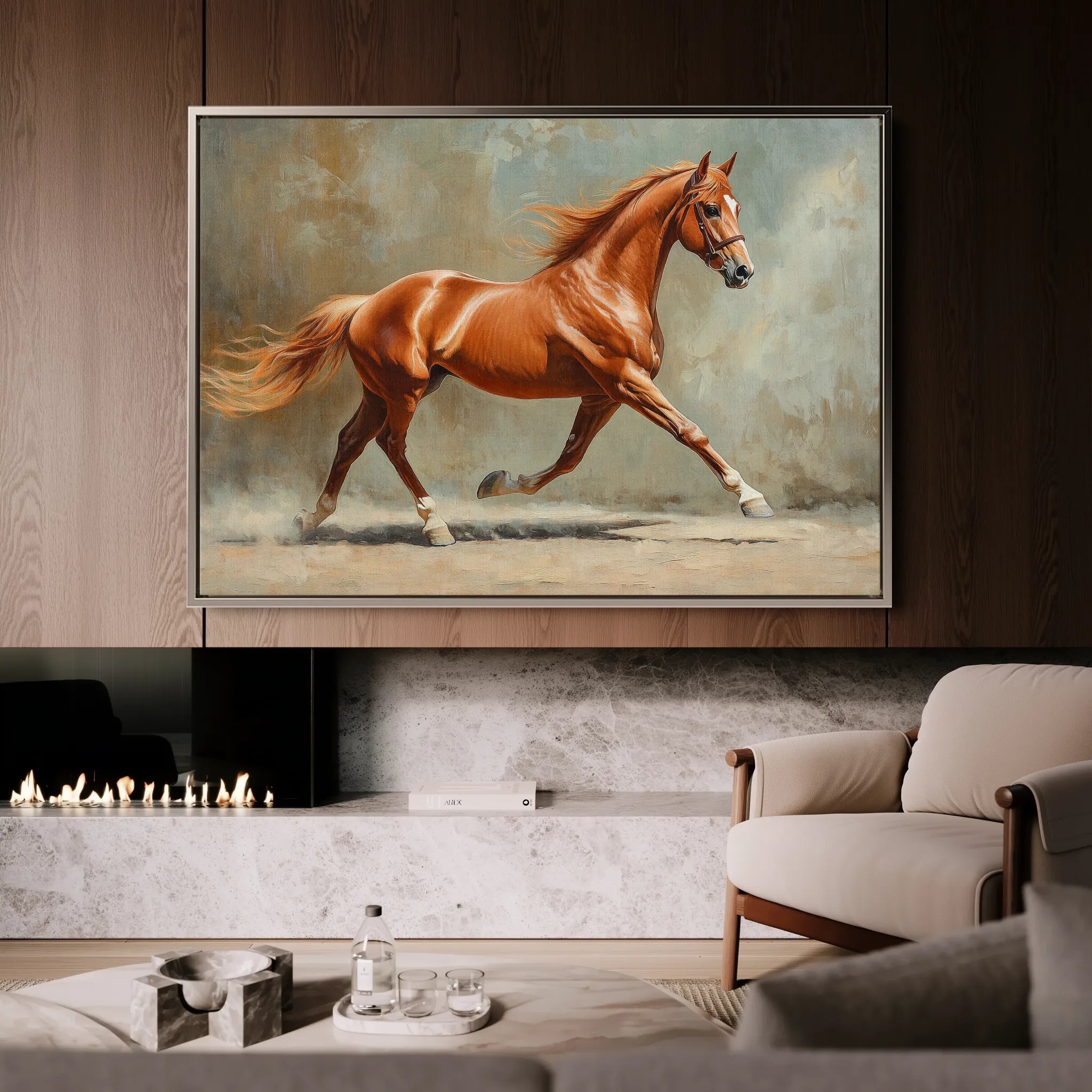 Horses 162 Canvas Art 60 x 40 cm / Black