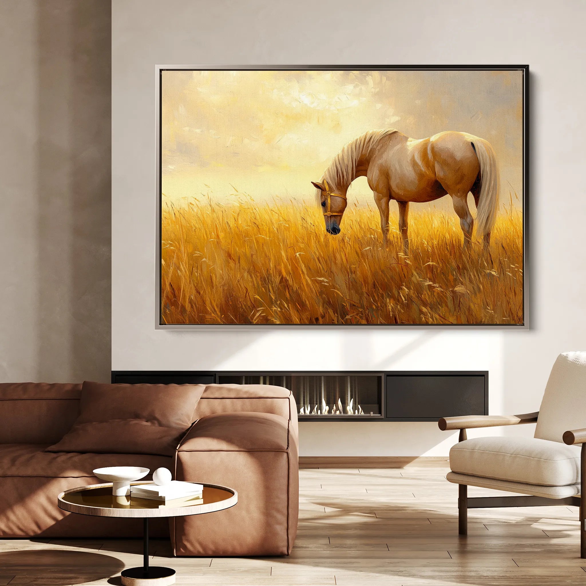 Horses 164 Canvas Art 60 x 40 cm / Black