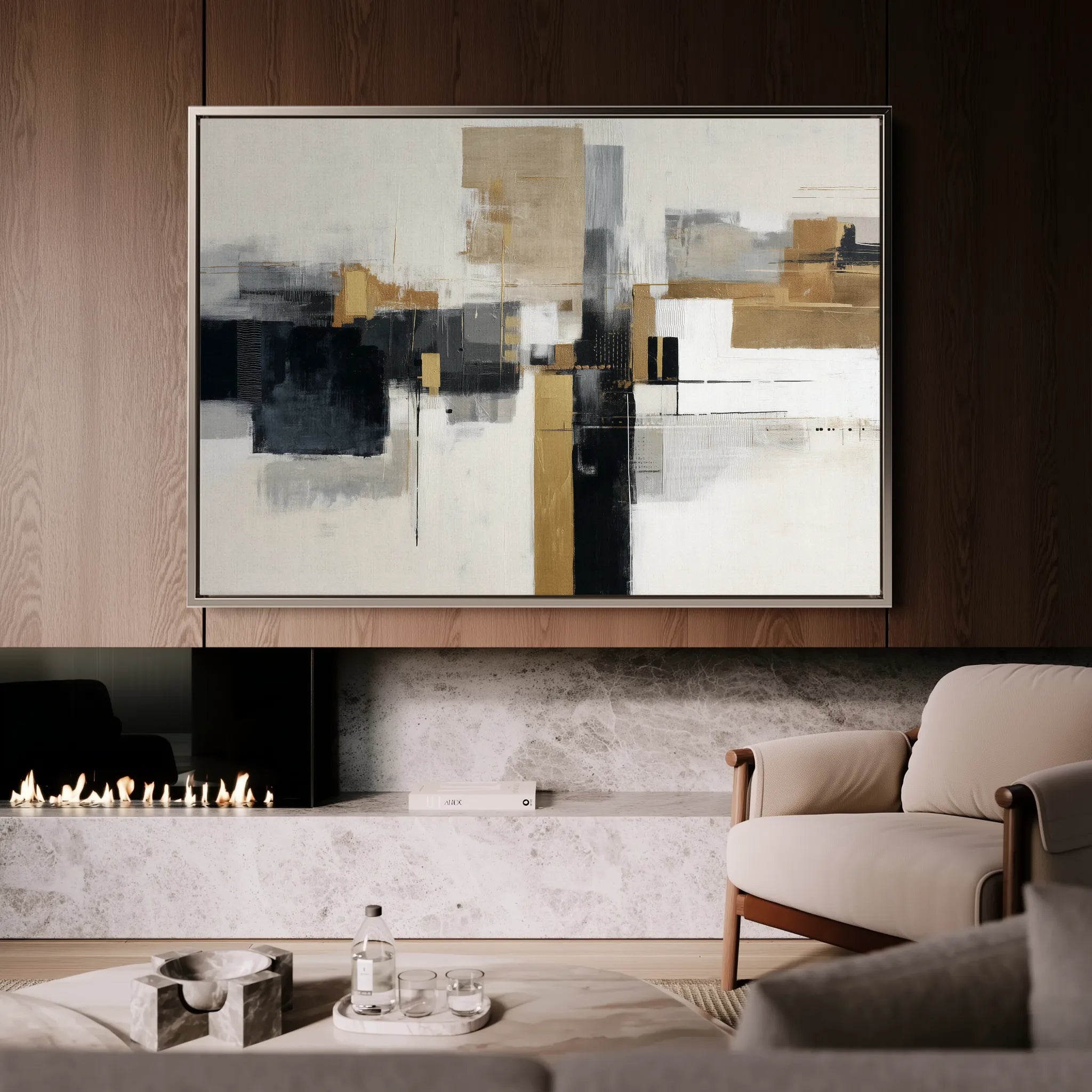 Abstract 1668 Canvas Art 60 x 40 cm / Black
