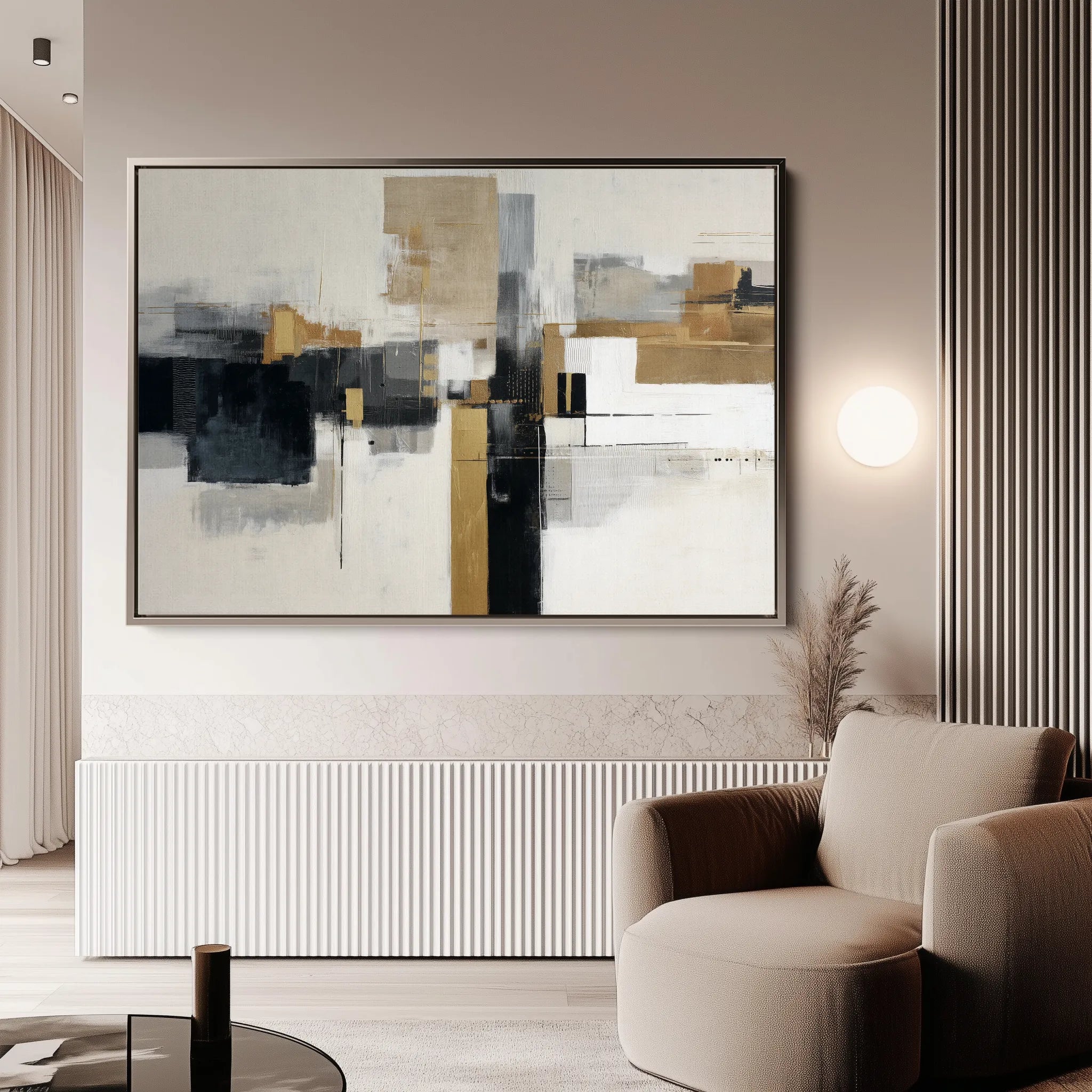 Abstract 1668 Canvas Art 60 x 40 cm / Black