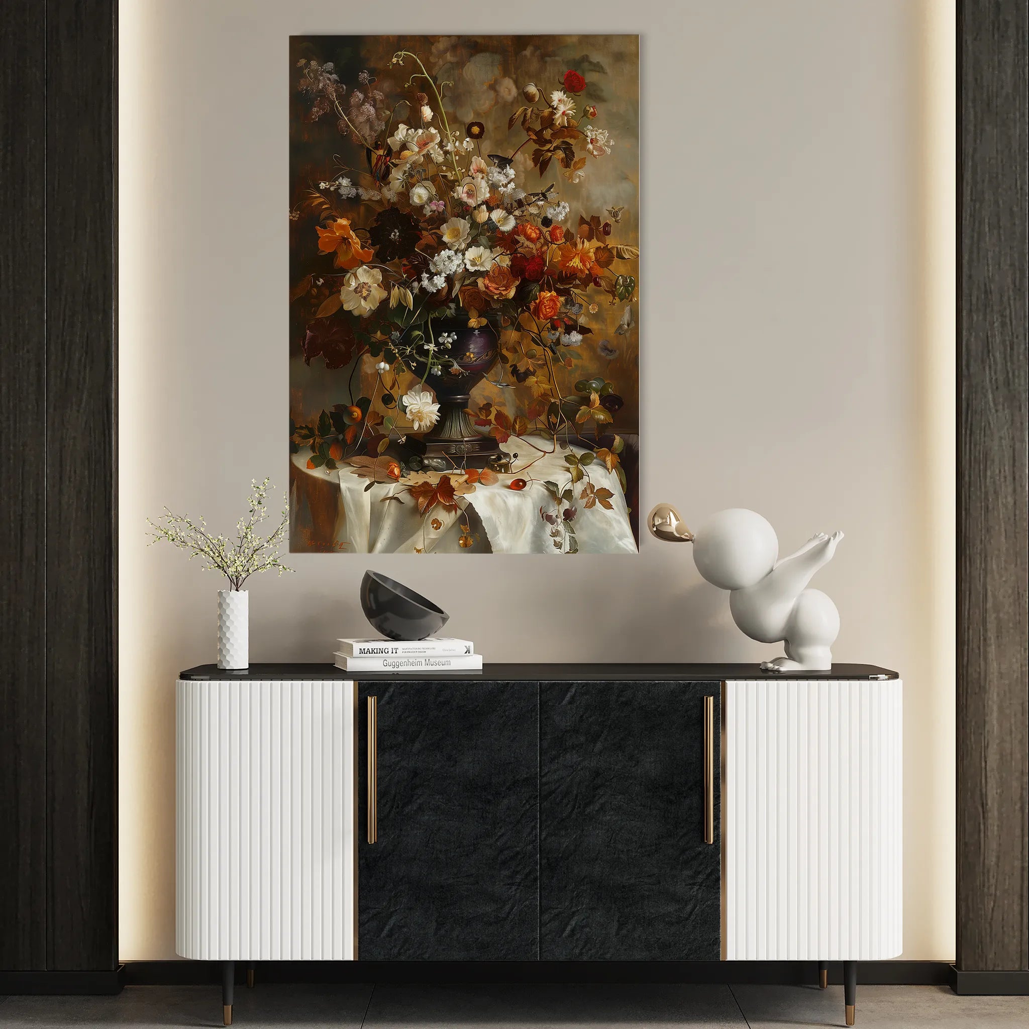 Floral 167 Canvas Art 60 x 40 cm / Black