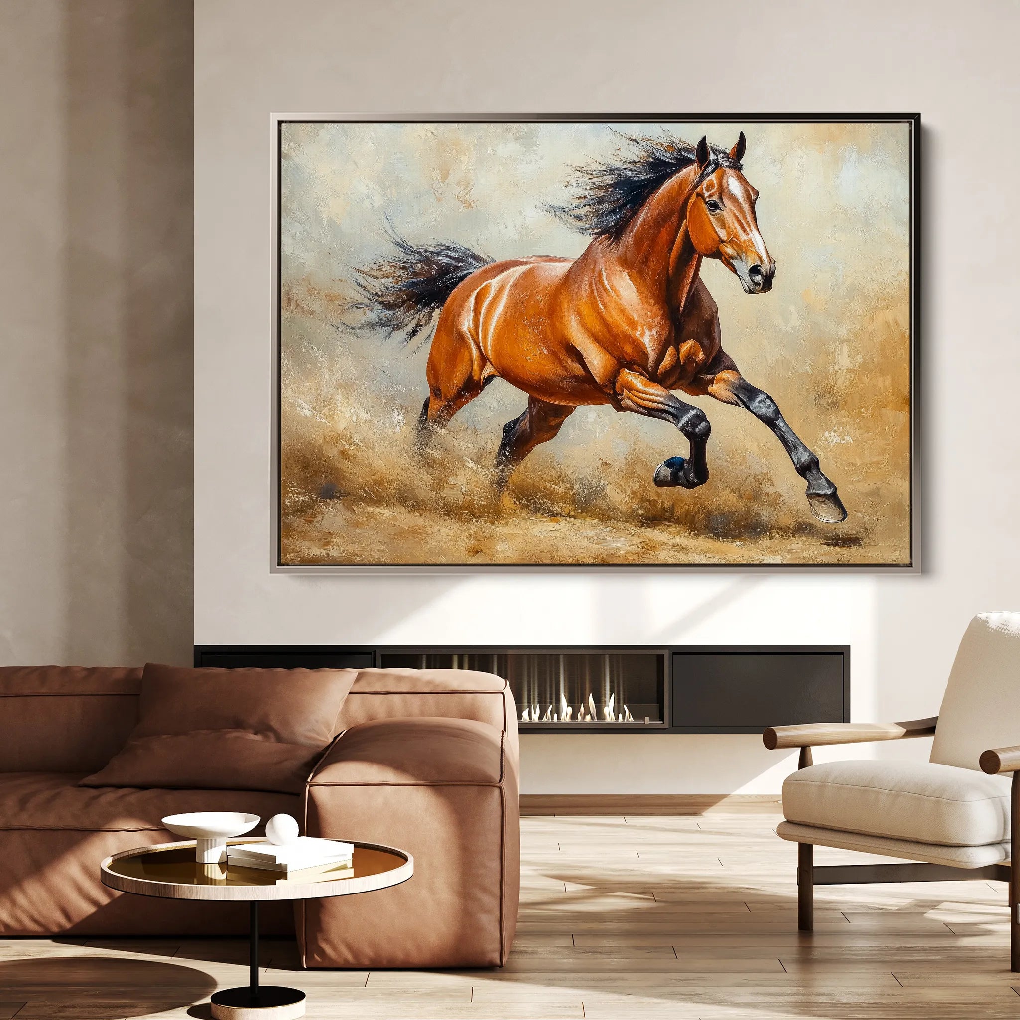 Horses 168 Canvas Art 60 x 40 cm / Black