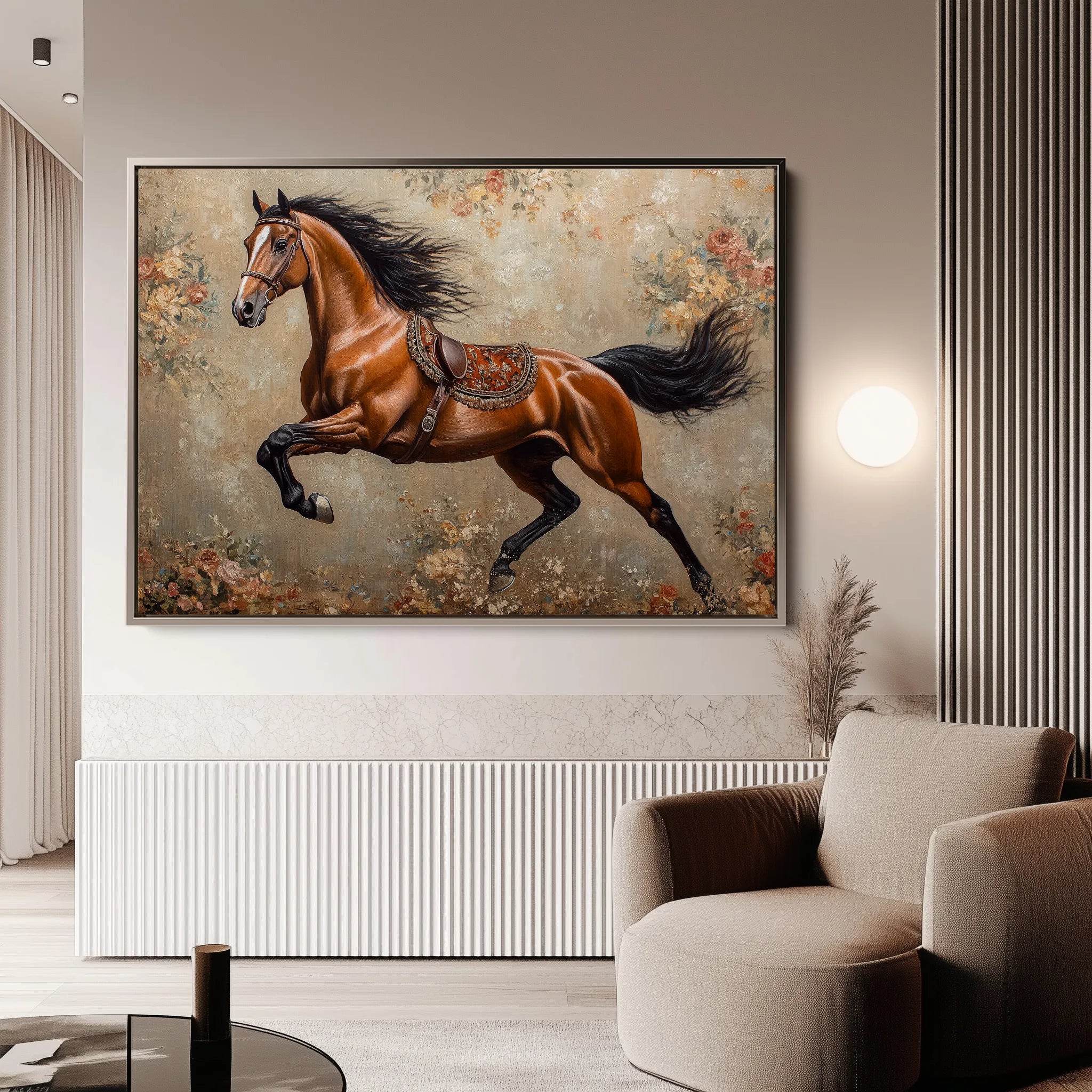 Horses 170 Canvas Art 60 x 40 cm / Black